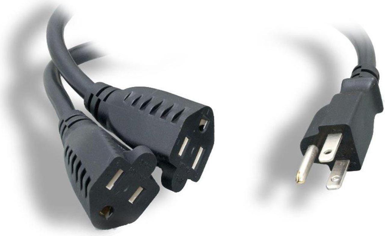 Monoprice Power Cord Splitter - 6 Feet - Black | NEMA 5-15P to 2x NEMA 5-15R, 16AWG, 13A, SJT, Plug Two Devices into a Single Power Outlet