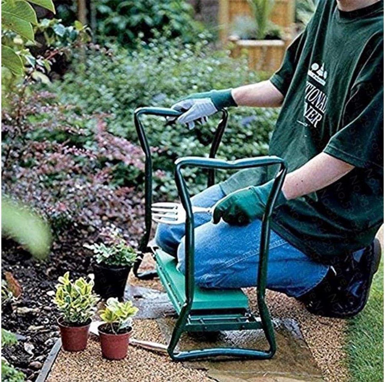 Main image of Garden Bench and Kneeler Stools Gardening with Side bag pockets for tool