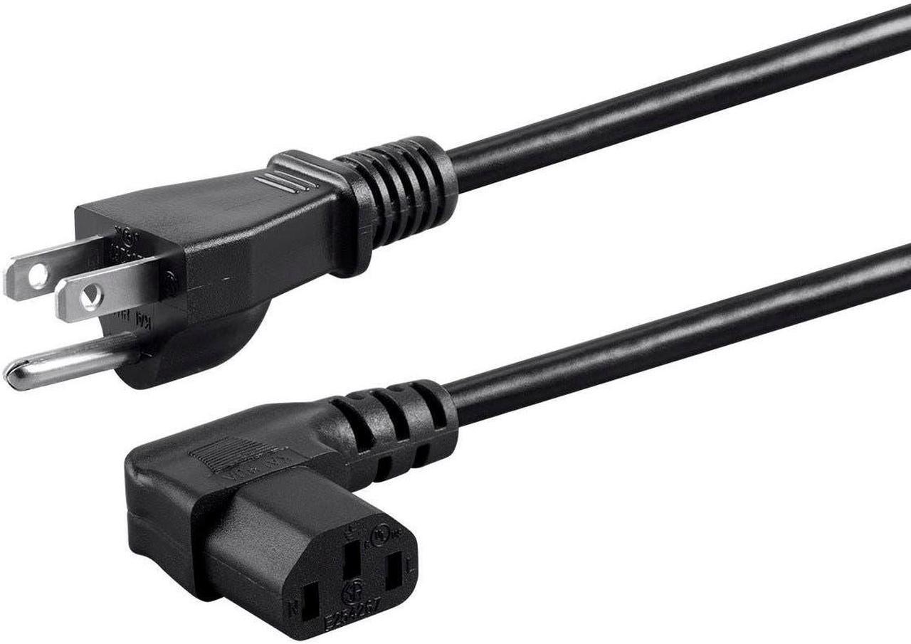 Monoprice 6ft 18AWG Power Cord Cable with 3 Conductor PC Power Connector Socket  10A (NEMA 5-15P to Left Angle IEC 60320 C13)