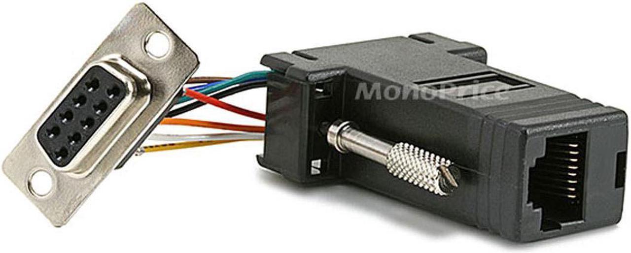 Monoprice DB9 Female to RJ-45 Modular Adaptor - Black