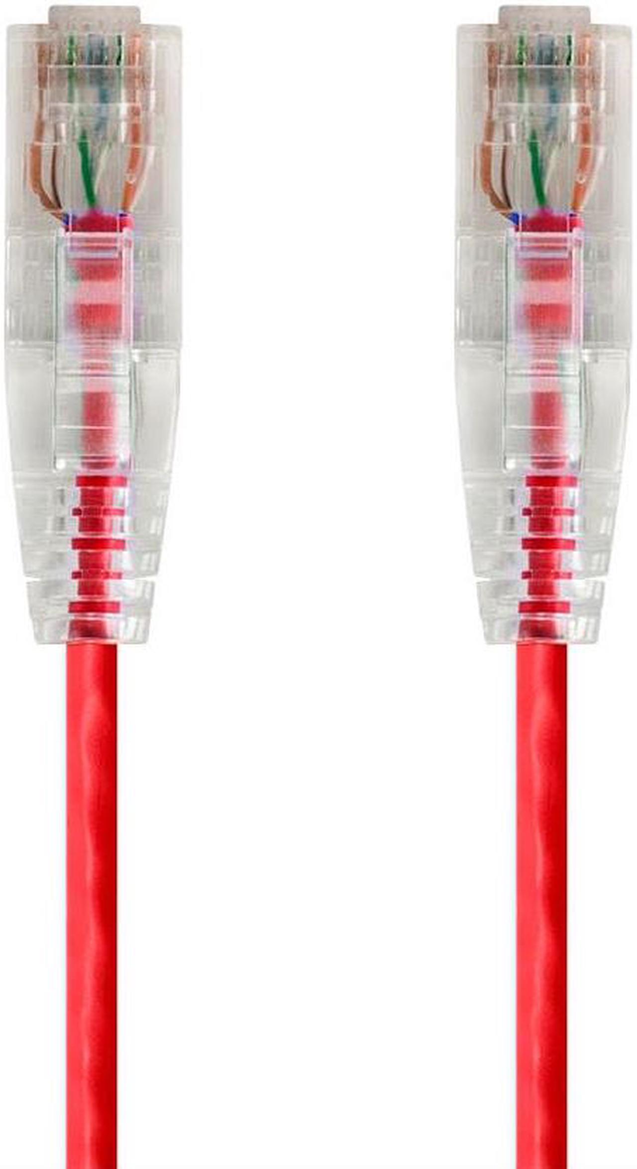 Monoprice Cat6 Ethernet Patch Cable - 0.5 Feet - Red | Snagless RJ45 Stranded 550MHz UTP CMR Riser Rated Pure Bare Copper Wire 28AWG - SlimRun Series