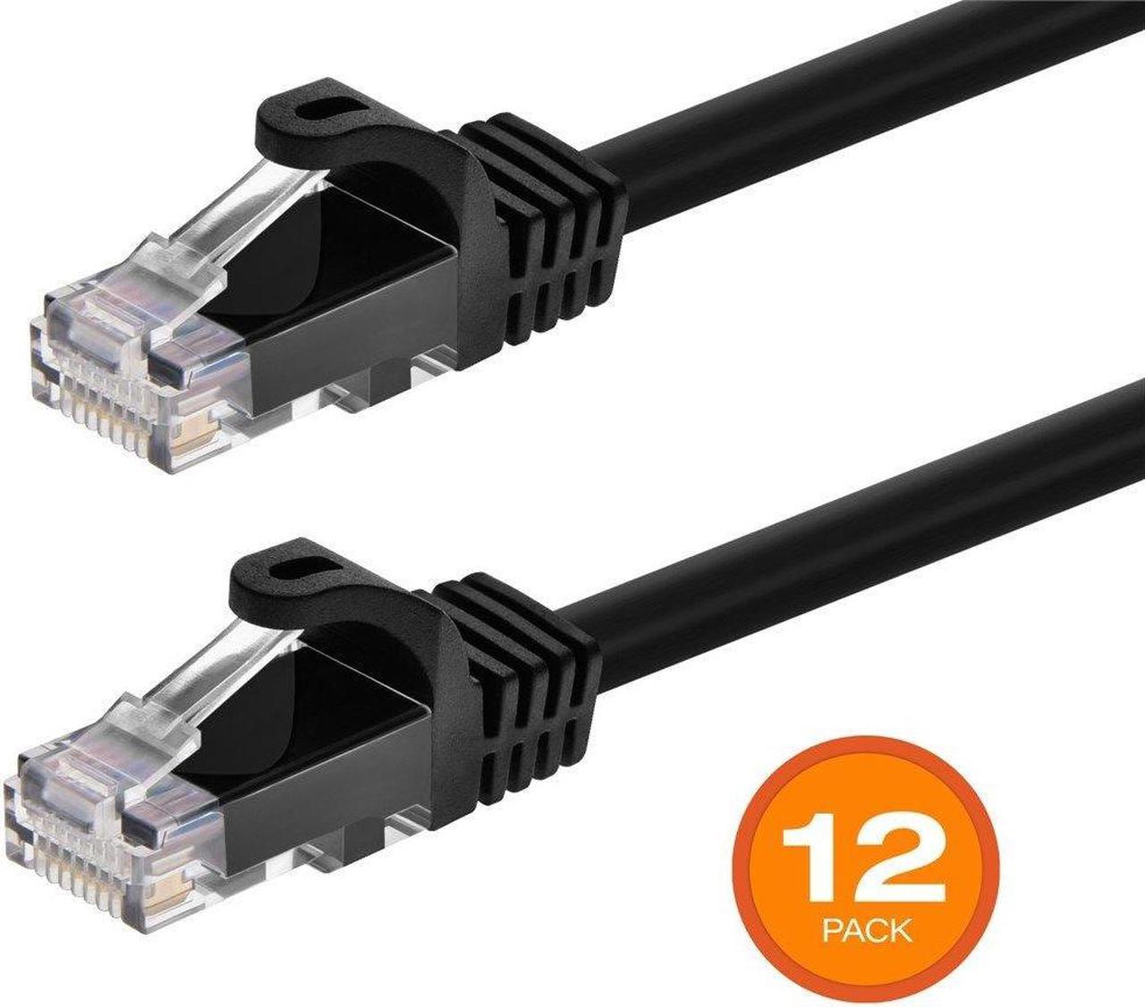 Monoprice Cat6 Ethernet Patch Cable - 7 Feet - Black (12-Pack) Snagless RJ45, 550MHz, UTP, Pure Bare Copper Wire, 24AWG - FLEXboot Series