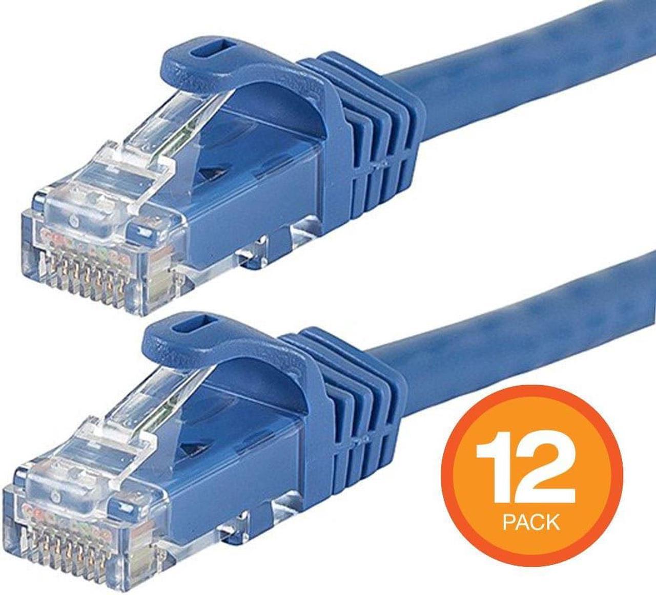 Monoprice Cat6 Ethernet Patch Cable - 0.5 Feet - Blue (12-Pack) Snagless RJ45, 550MHz, UTP, Pure Bare Copper Wire, 24AWG - FLEXboot Series