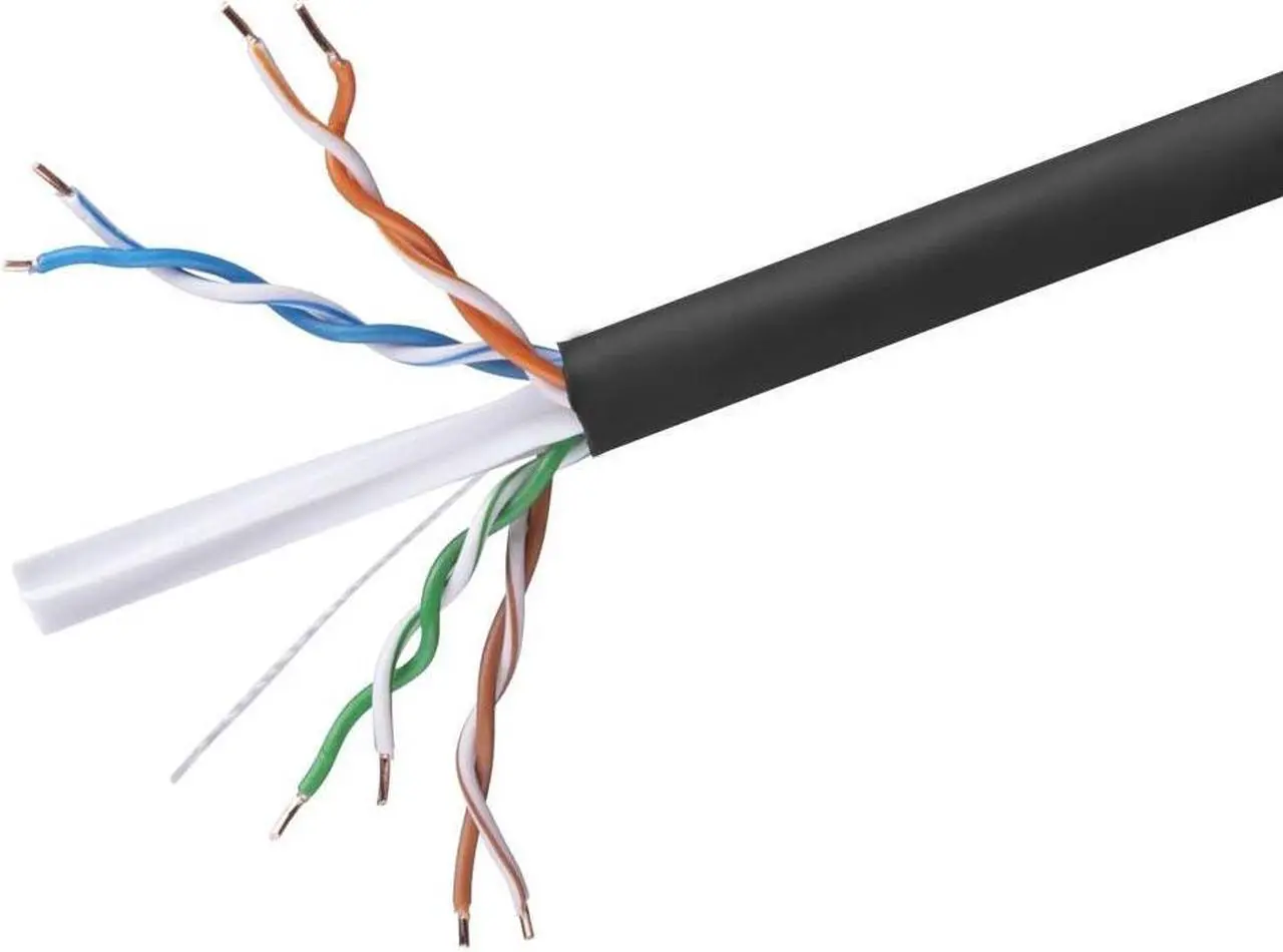 Main image of Monoprice Cat6 1000ft Black CMR UL Bulk Cable, Solid, UTP, 23AWG, 550MHz, Pure Bare Copper, Reelex II Pull Box, No Logo,