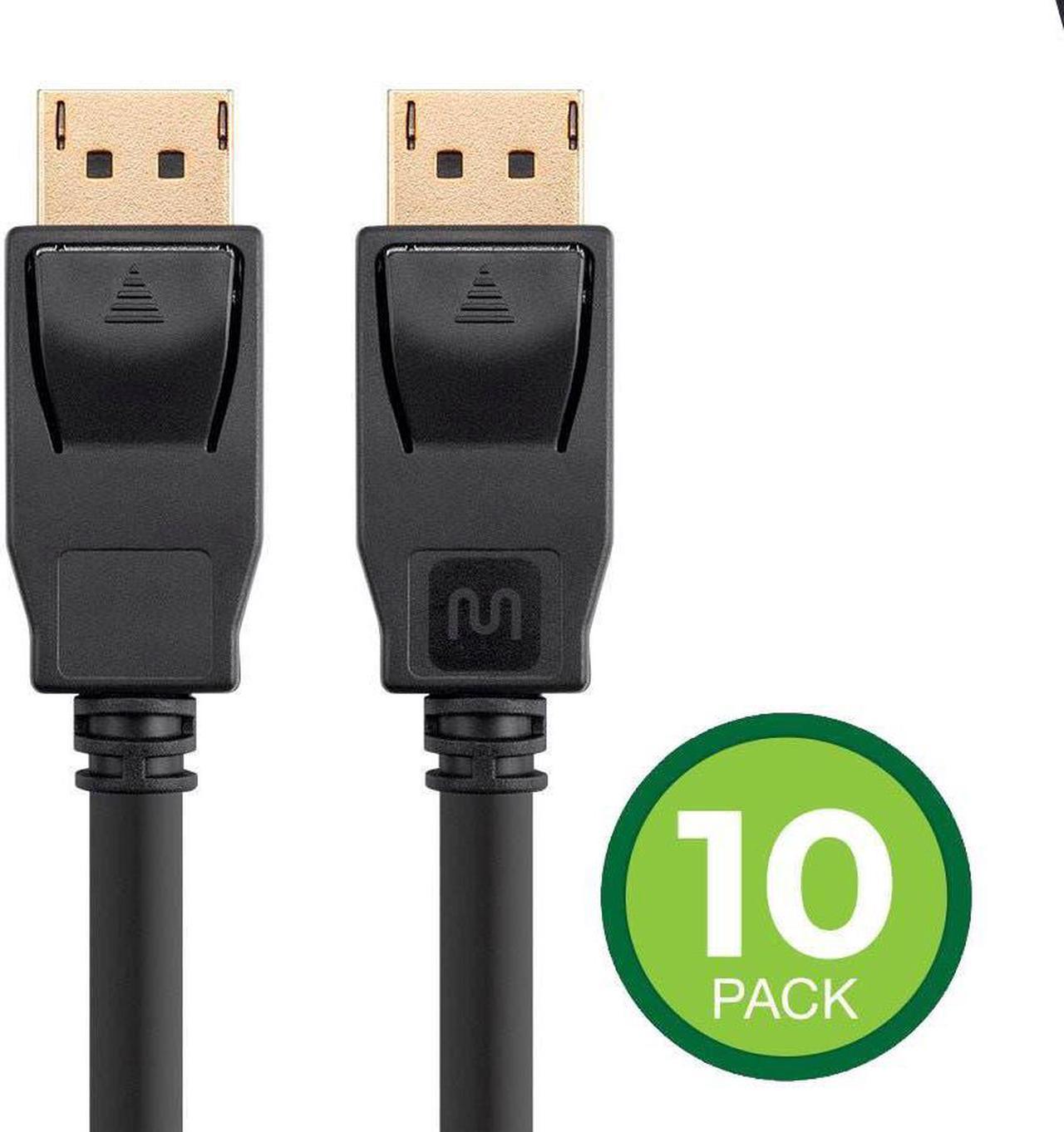 Monoprice DisplayPort 1.2a Cable, 6 Feet (10-Pack) up to 4K (3840x2160p) 3D Video, High Bit Rate 2 (HBR2) - Select Series