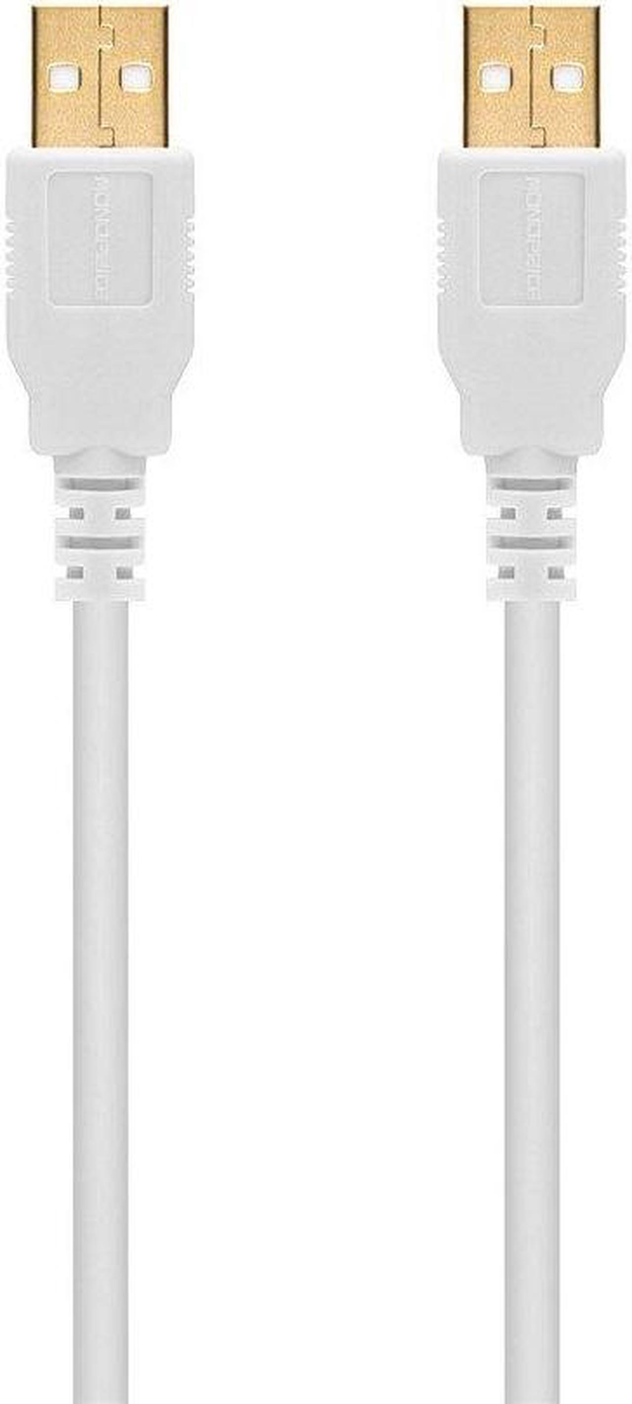 Alt view image 5 of 8 - Monoprice USB 2.0 Cable - 3 Feet - White | USB Type-A Male to USB Type-A Male, 28/24AWG, Gold Plated, 480 Mbps