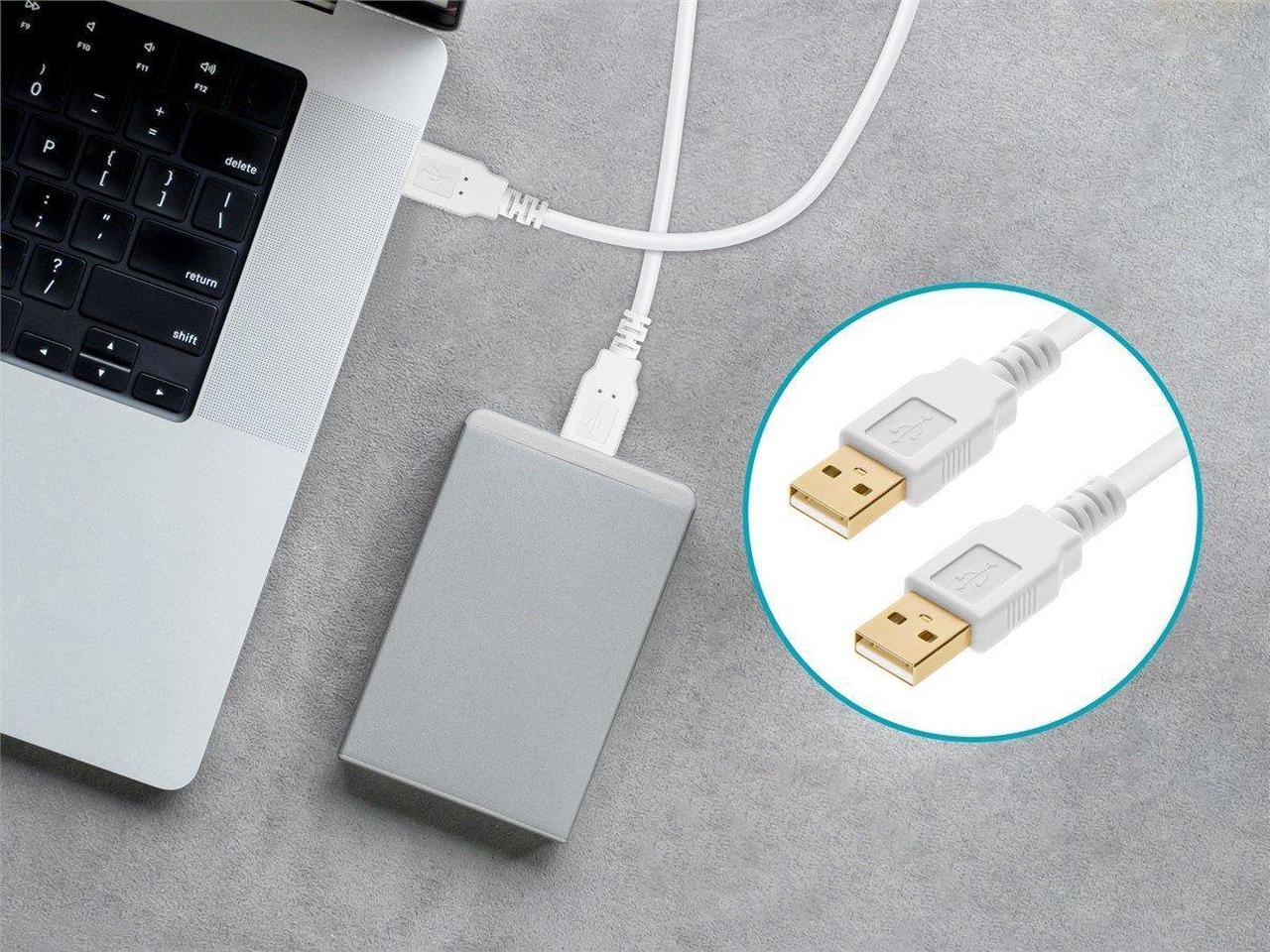 Alt view image 8 of 8 - Monoprice USB 2.0 Cable - 3 Feet - White | USB Type-A Male to USB Type-A Male, 28/24AWG, Gold Plated, 480 Mbps