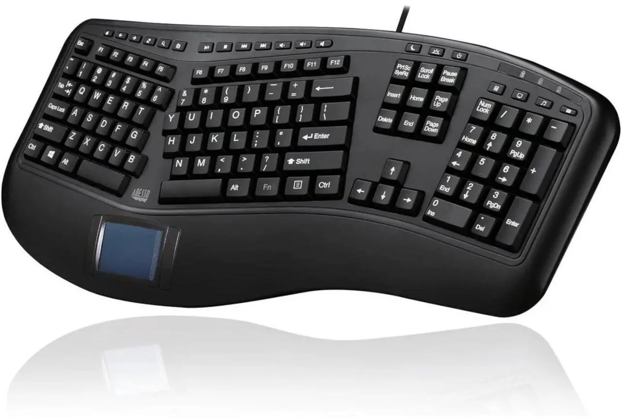 Alt view image 5 of 6 - Adesso Tru-Form Ergonomic Touchpad Keyboard - Cable Connectivity - USB Interface - 104 Key(s) - 20 Hot Key(s) - Play/Pau