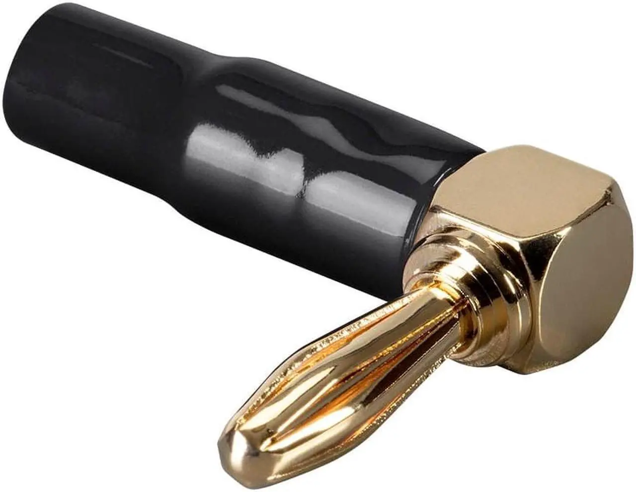 Alt view image 3 of 7 - Monoprice 2 Pair Right Angle 24k Gold Plated Banana Speaker Wire Cable Screw Plug Connectors