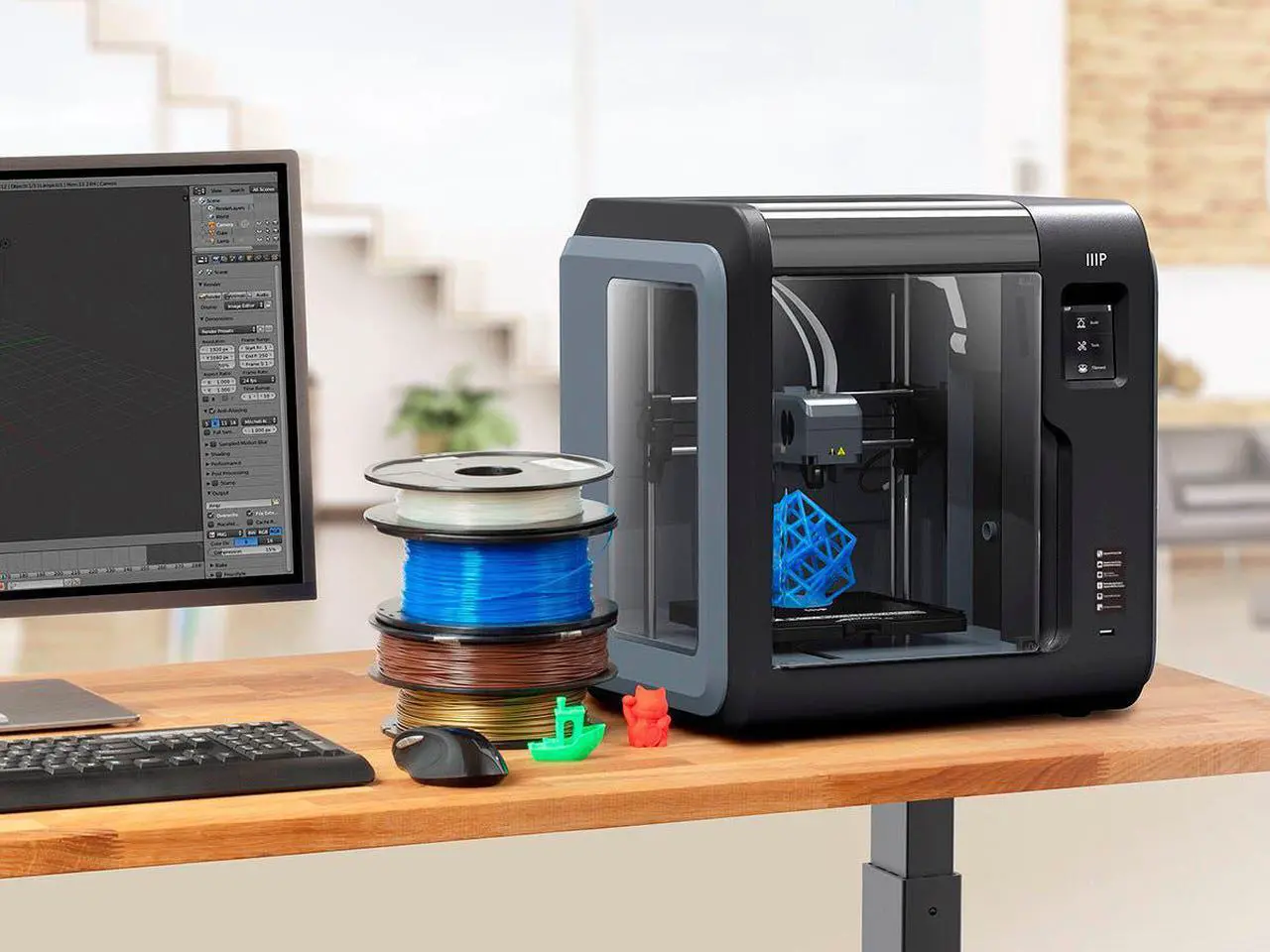 Alt view image 6 of 8 - Monoprice Voxel 3D Printer - Gray/Black with Removable Heated Build Plate (150 x 150 x 150mm) Fully Enclosed, Touch Screen, Assisted Level, Easy Wi-Fi