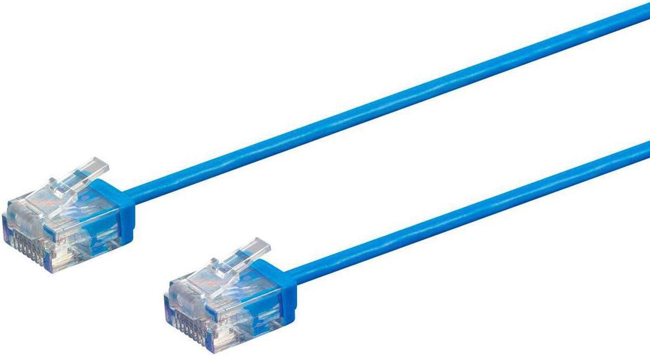 Monoprice Cat6 Ethernet Patch Cable - 1 Feet - Blue | Stranded, 550MHz, UTP, Pure Bare Copper Wire, 36AWG  - Micro SlimRun Series