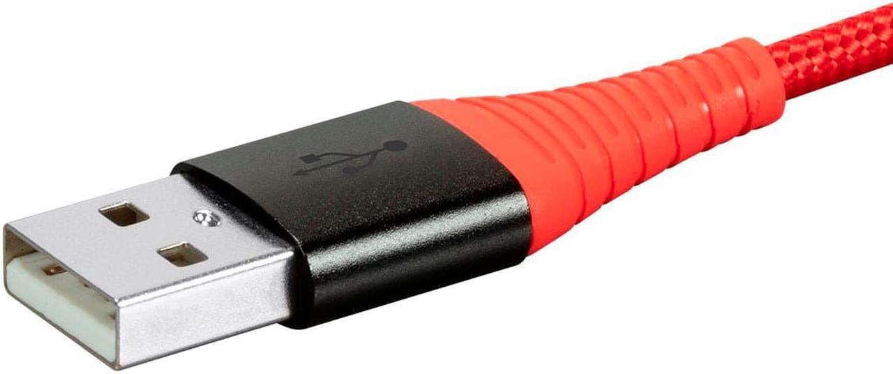 Monoprice USB 2.0 Micro B to Type A Charge & Sync Cable - 3 Feet - Red | Nylon-Braid, Durable, - AtlasFlex Series