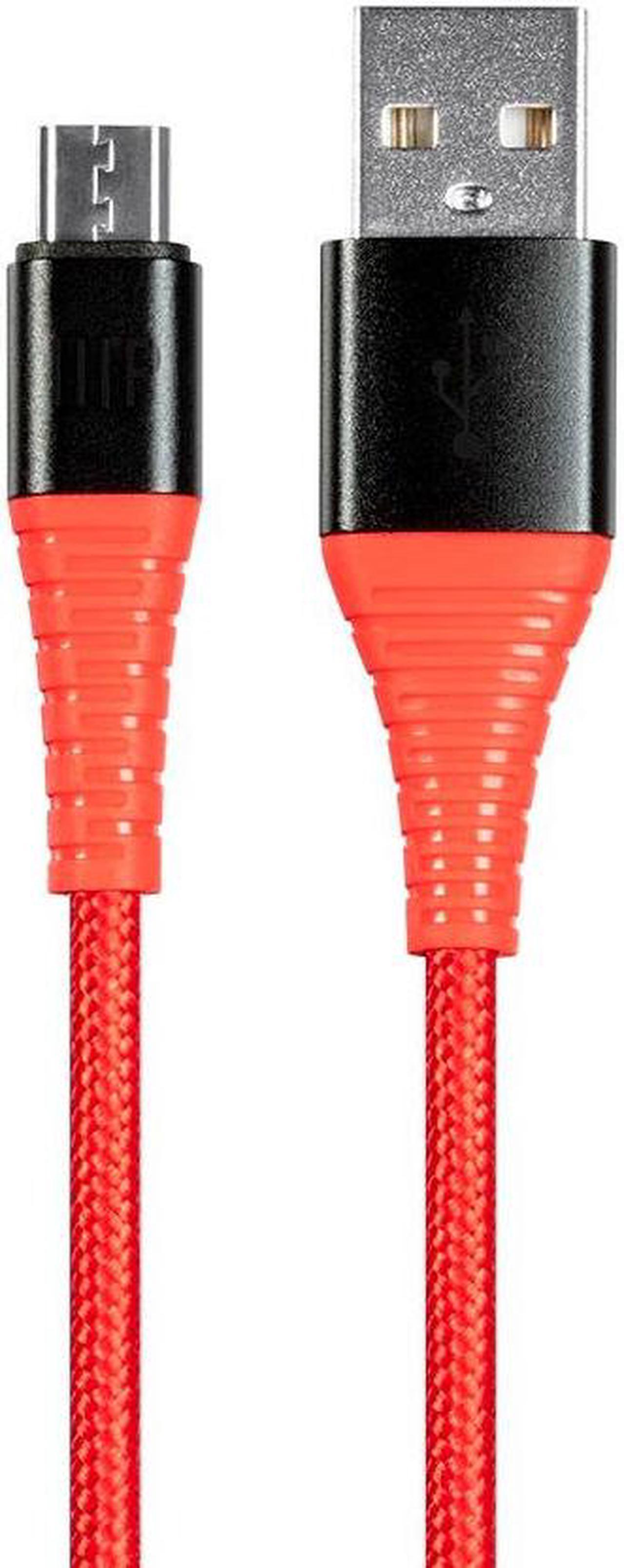 Monoprice USB 2.0 Micro B to Type A Charge & Sync Cable - 6 Feet - Red | Nylon-Braid, Durable, - AtlasFlex Series