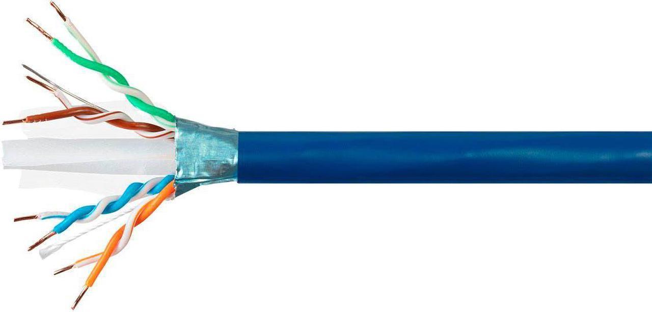 Monoprice Cat6A Plus Bulk Ethernet Network Cable - 1000ft - Blue, Bare Copper, 650MHz, F/UTP, Solid, Riser-Rated (CMR), 23AWG, 10G - Entegrade Series