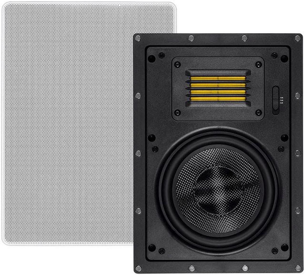 Monoprice 2-Way Carbon Fiber In-Wall Speakers - 6.5 Inch (Pair) With Magnetic Grille And Ribbon Tweeter - Amber Series