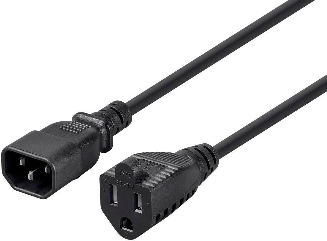 Monoprice Power Adapter Cord Cable - 1 Feet | (IEC-320-C14 to NEMA 5-15R), 18AWG, 10A