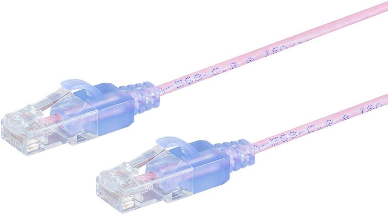 Monoprice Cat6A Ethernet Patch Cable 5-Pack - 7 Feet - Pink | Snagless, RJ45, 550MHz, UTP, Pure Bare Copper Wire, 10G, 30AWG  - SlimRun