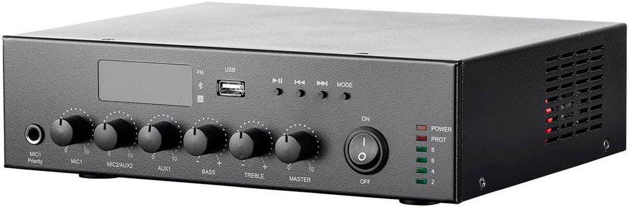 Monoprice Commercial Audio 60W 3ch 100/70V Mixer Amp with Built-in MP3 Player, FM Tuner, And Bluetooth Connection