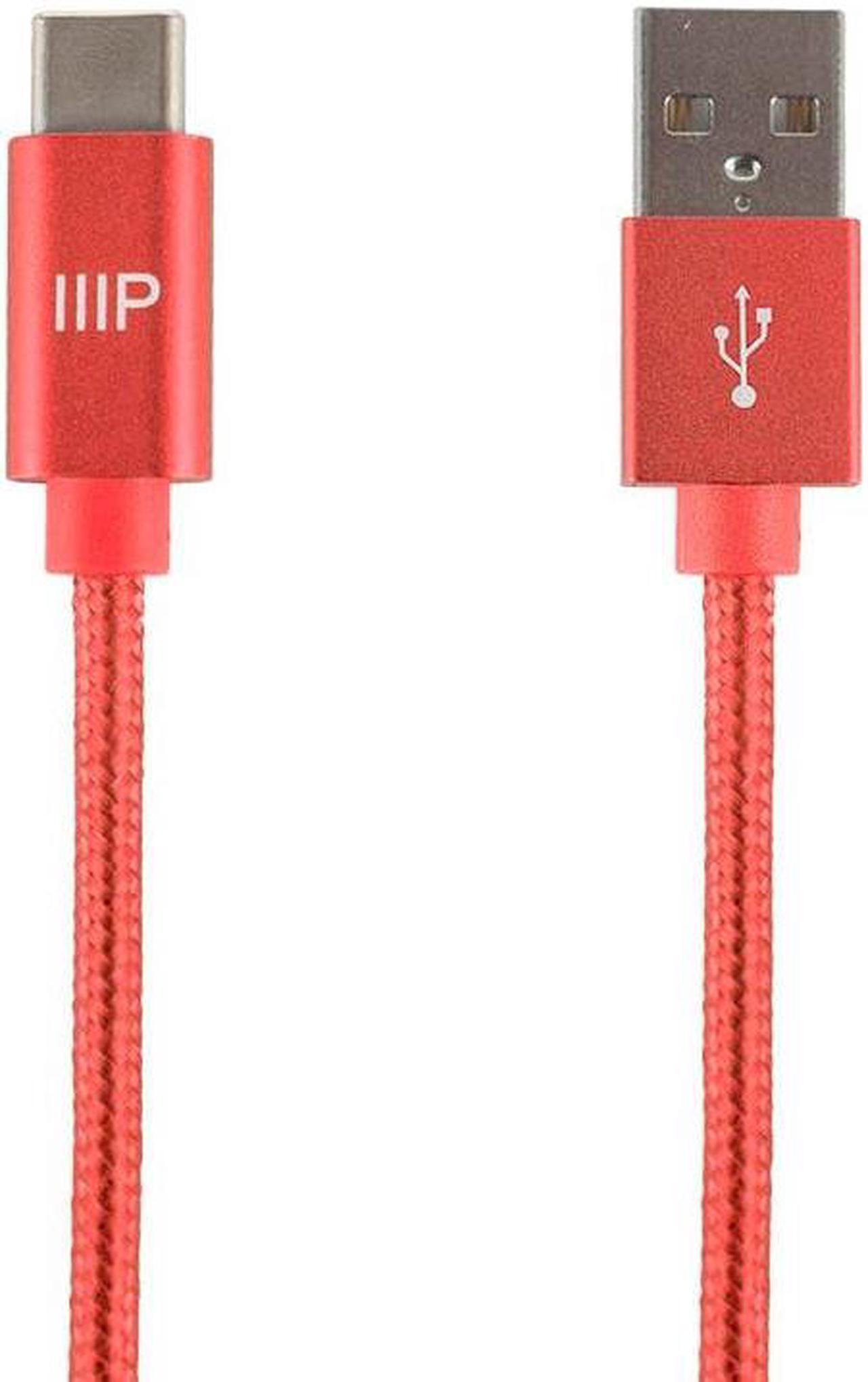 Monoprice Nylon Braided USB C to USB A 2.0 Cable - 1.5 Feet - Red | Type C, Fast Charging, Compatible With Samsung Galaxy S10 / Note 8, LG V20 and More - Palette Series