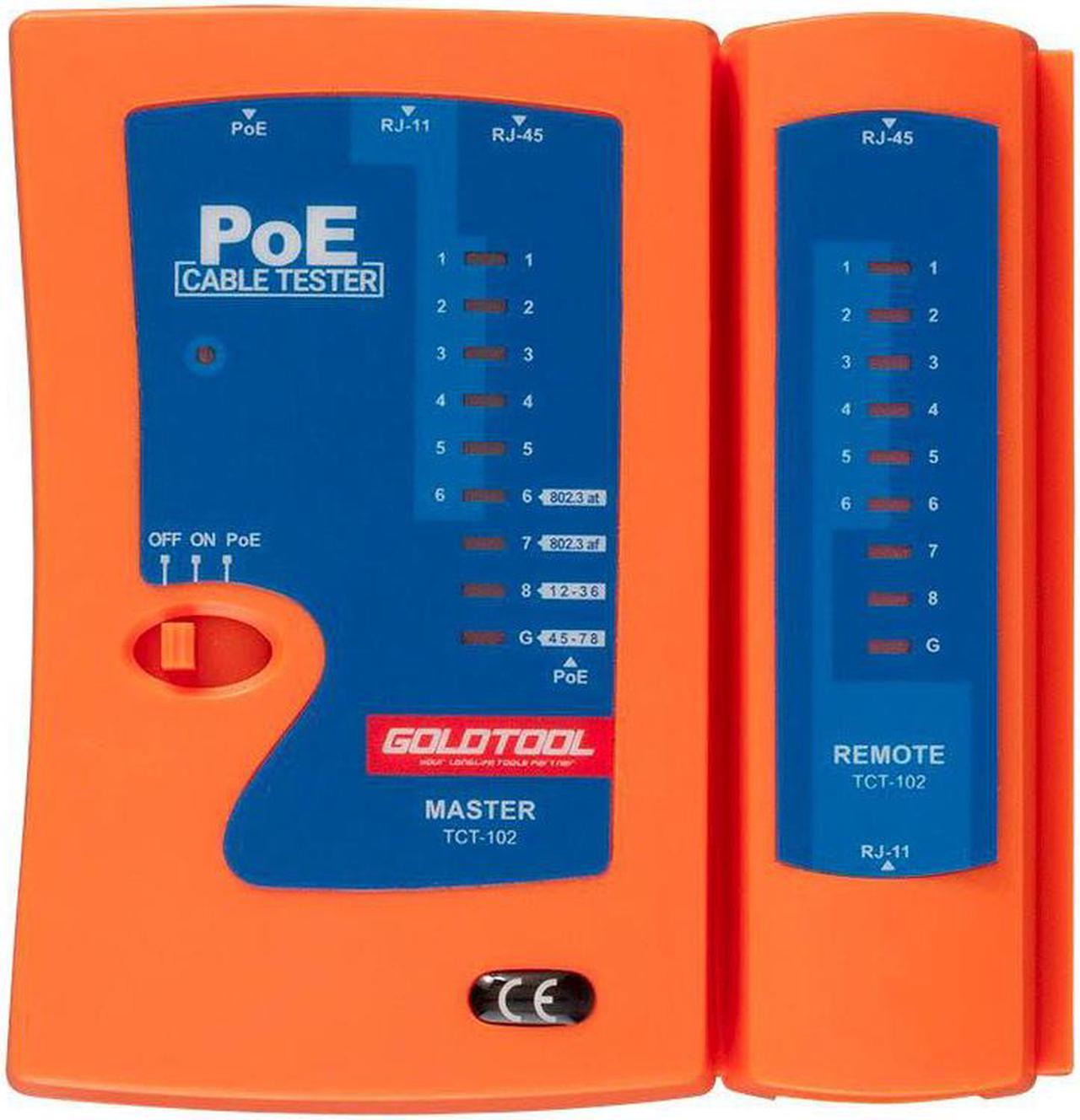 Monoprice Combo Function Cable Tester and PoE Finder, For Cable Continuity, Miswiring, Open Circuits, Short Circuits, Straight-Through Pinning, or Cross Pinning