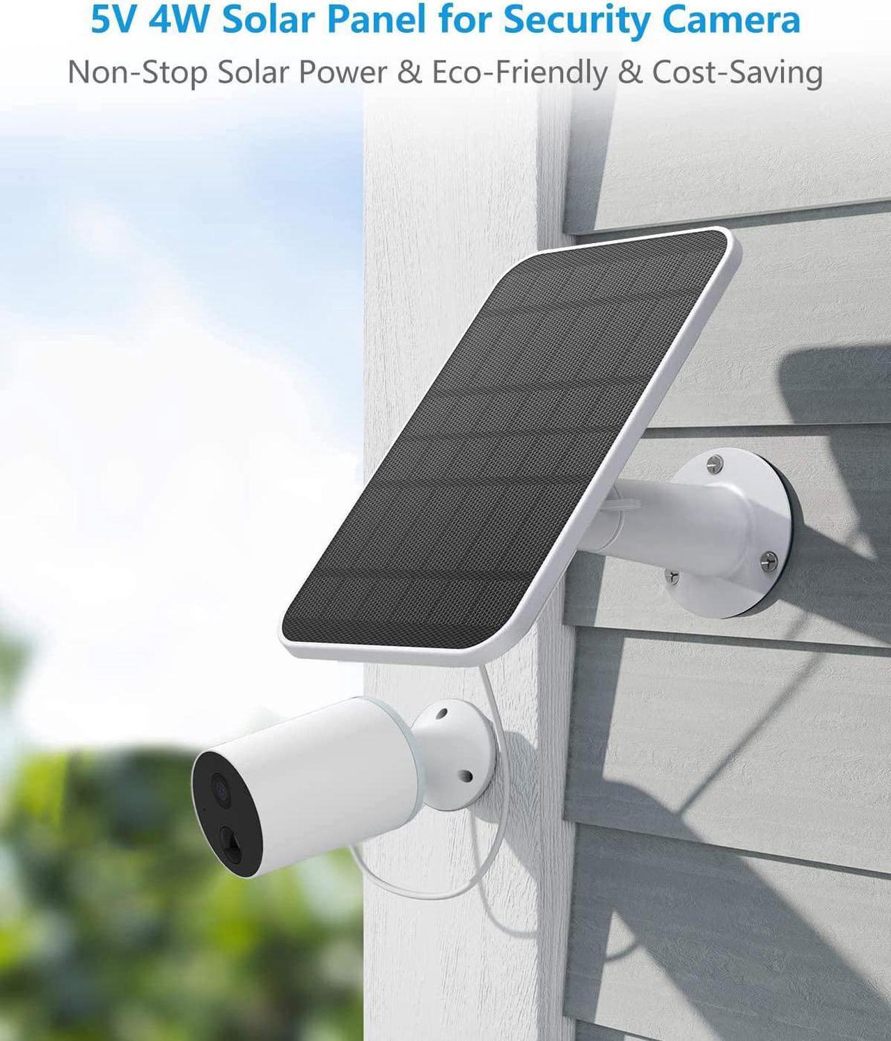 Alt view image 2 of 7 - Solar Panel Charger Compatible with Eufycam 3/3C/2C/2C Pro/E40/E20/2/2 Pro/E/L20/L40/Solo/SoloCam Spotlight, 5W Solar Panel for Eufy Camera, Micro USB & USB-C Port, 9.8ft Cable, P65 Waterproof, 4 Pack