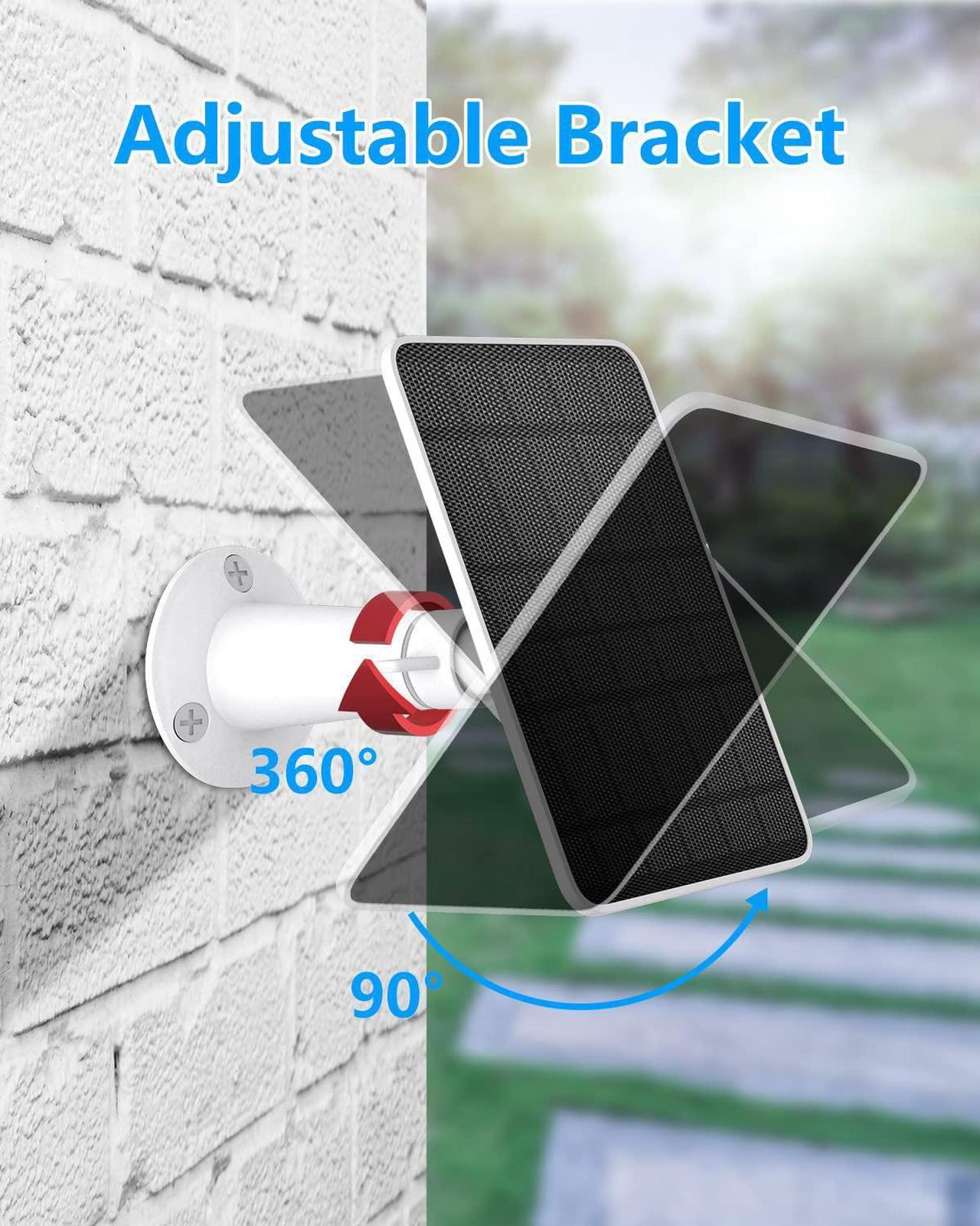 Alt view image 6 of 7 - Solar Panel Charger Compatible with Eufycam 3/3C/2C/2C Pro/E40/E20/2/2 Pro/E/L20/L40/Solo/SoloCam Spotlight, 5W Solar Panel for Eufy Camera, Micro USB & USB-C Port, 9.8ft Cable, P65 Waterproof, 4 Pack