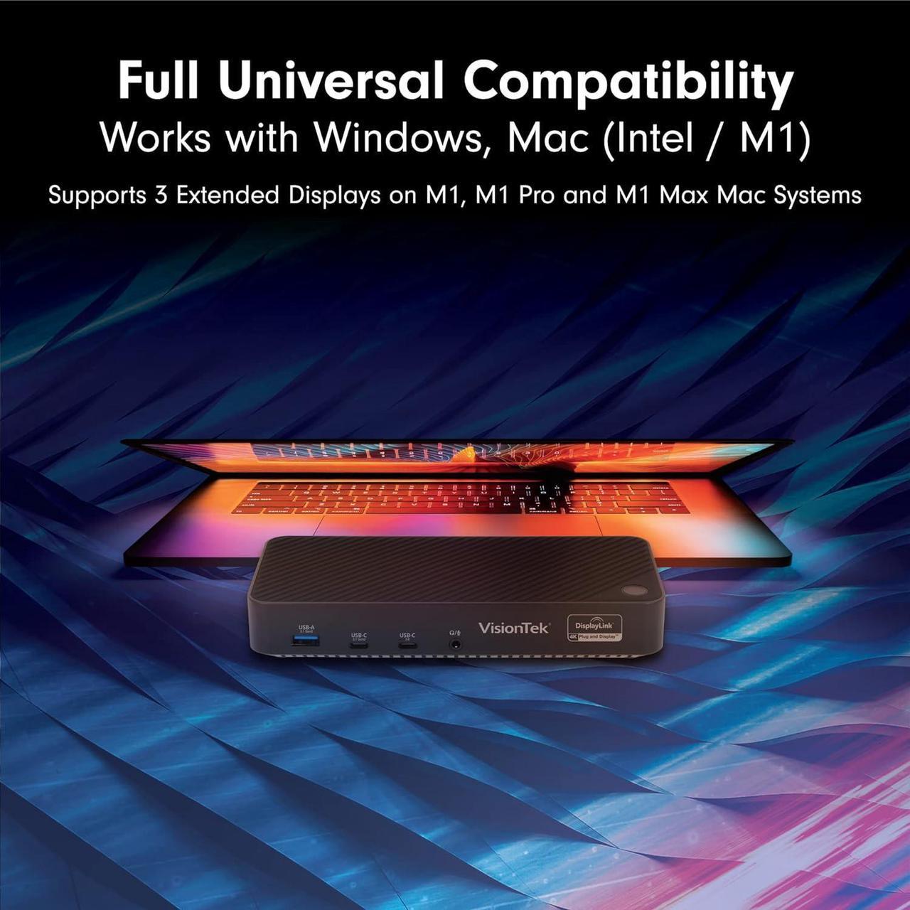 Alt view image 4 of 7 - VisionTek VT7000 USB-C 3X Monitor Docking Station - 100W Power, 3X HDMI, 2X DP, 3X USB-A, 2X USB-C, Audio, Ethernet for Windows/MacOS/ChromeOS