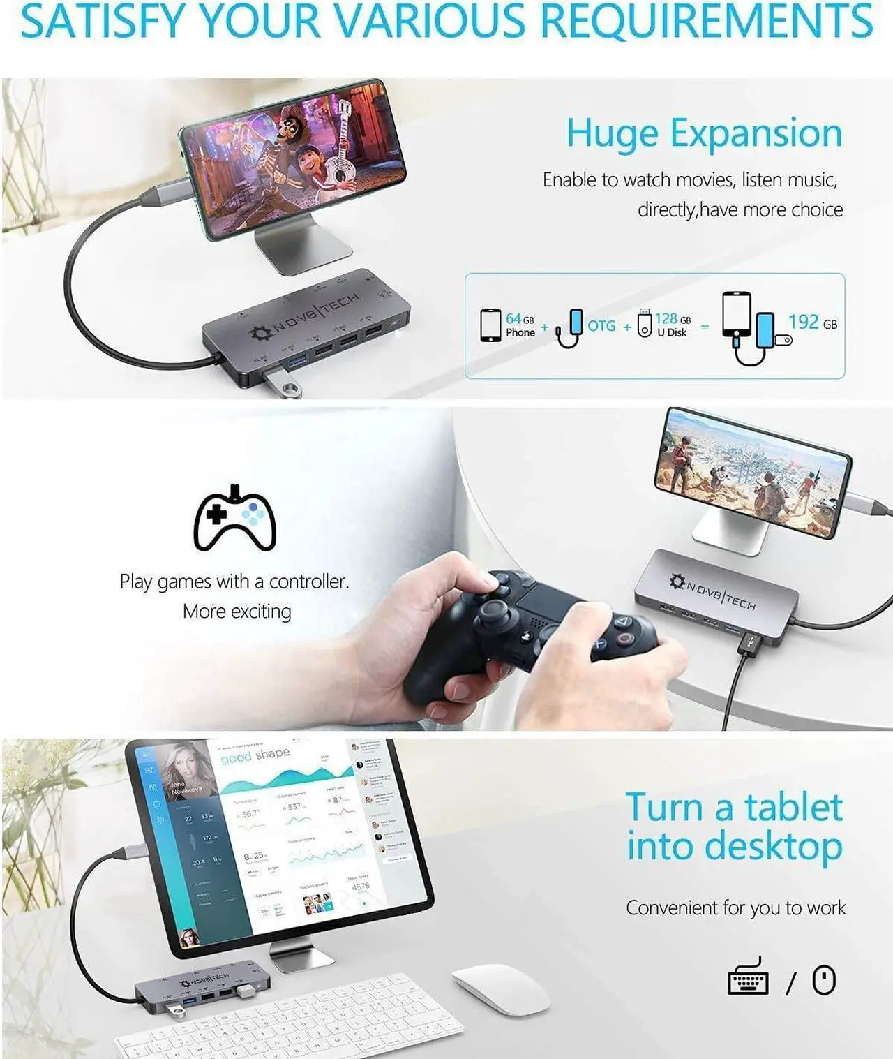 Alt view image 5 of 6 - USB C Hub, 11 in 1 USB Hub 3.0 Adapter Dongle for M1 MacBook Pro Air, Windows Laptop and Other Type C Devices, 4K HDMI, 100W USB C Dock PD, Micro SD & 2X SD, 2X USB 3.0, 3X USB 2.0