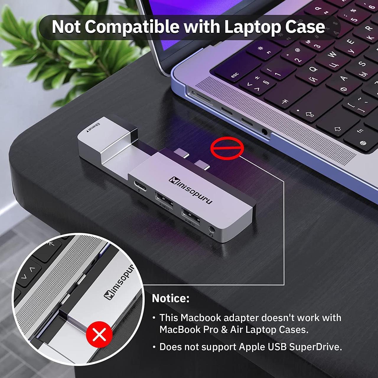 Alt view image 6 of 7 - USB C Hub Multiport Adapter for MacBook Pro 14/16 Inch and MacBook Air M2, Minisopuru USB C 40Gbps Hub, MacBook Docking Station MacBook Pro Accessories Support with USB4/Thunderbolt, 100W PD, Ethernet