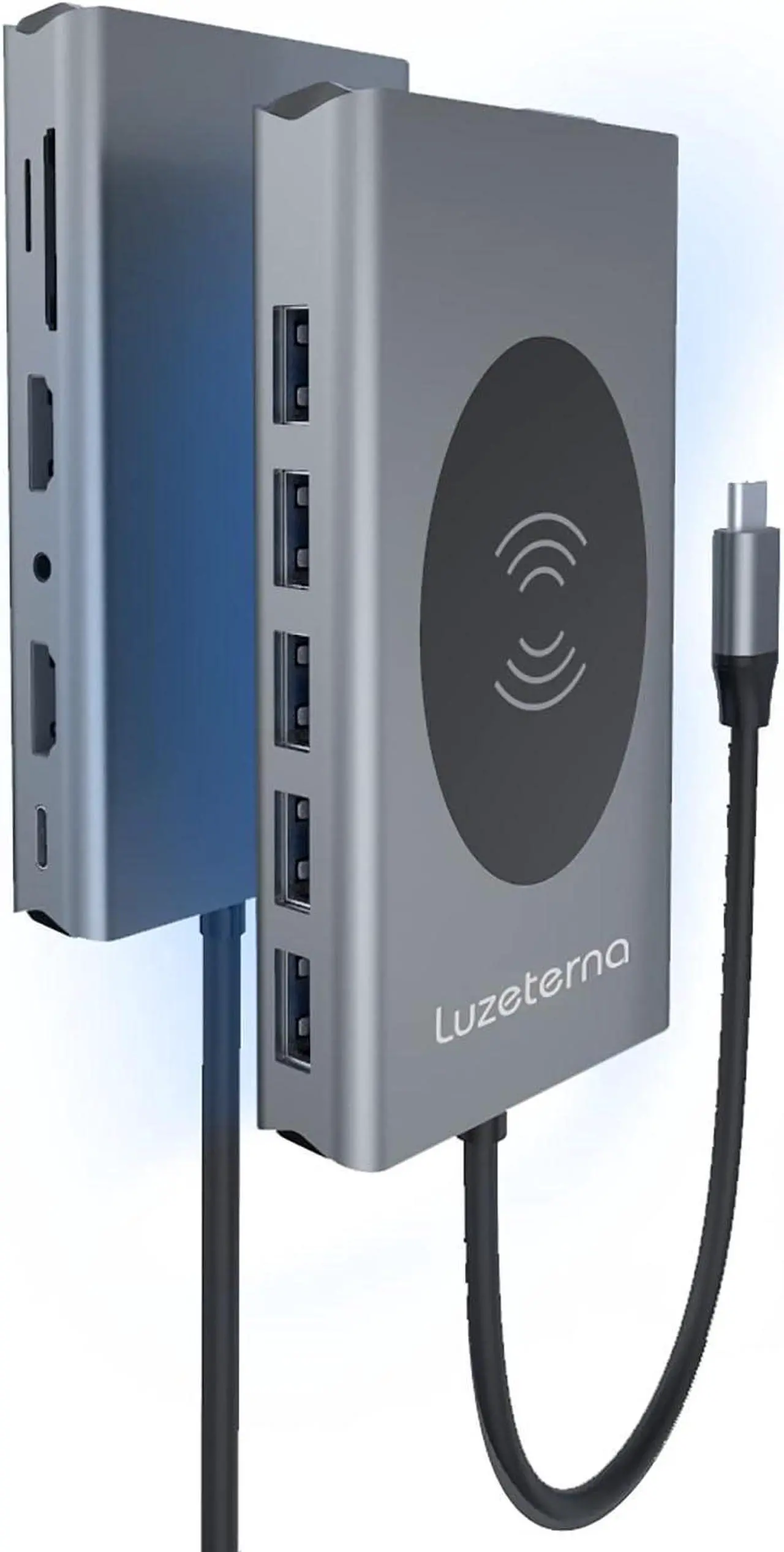 Alt view image 6 of 6 - 14 in 1 Docking Station with Wireless Charging,Triple and 4K Display,Dual HDMI for USB C Hub,100W PD, 5 USB Ports,SD,TF,VGA,Compatible for Multiple Device:Switch,MacBook,Dell,Thinkpad
