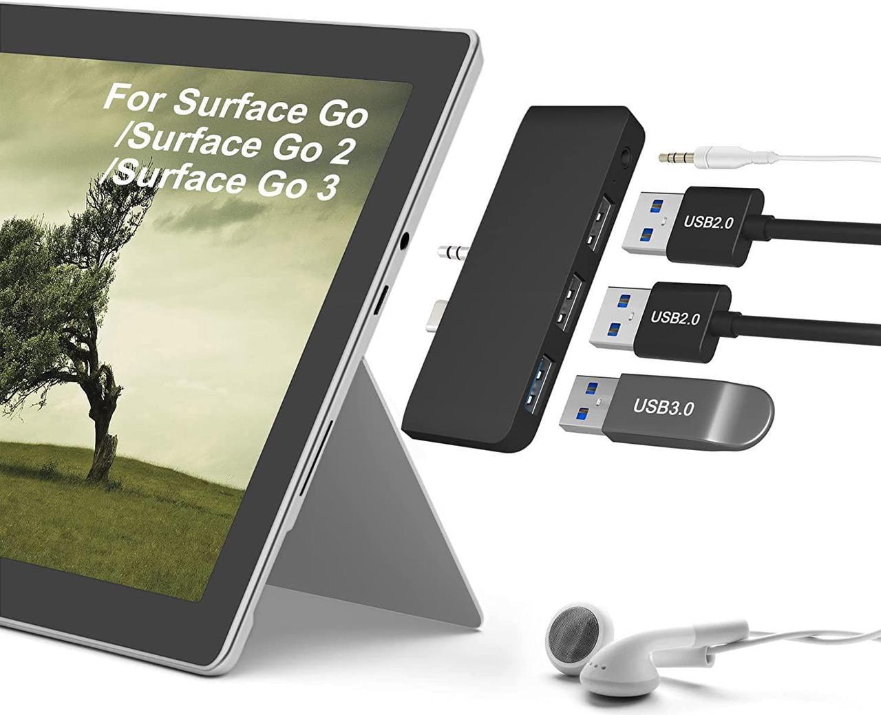 Surface Go USB Hub Docking Station, Accessories for Surface Go/Surface Go2/Surface Go3, Surface Go USB Adapter with USB 3.0, 2X USB2.0 Ports, 3.5mm Earphones Jack