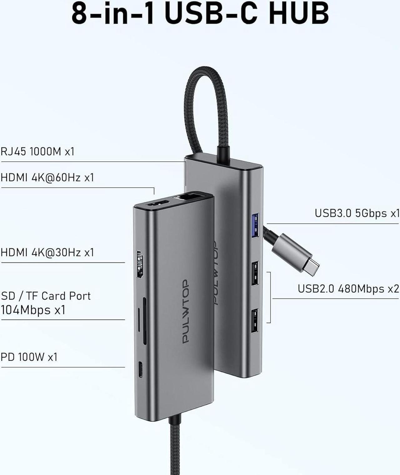 Alt view image 2 of 7 - USB C Docking Station to Dual HDMI Adapter, 9 in 1 USB C Hub Dual HDMI Monitors USB C Adapter with Dual HDMI, 3 USB 3.0, Ethernet, PD Compatible for Dell XPS 13/15, Lenovo Yoga, etc