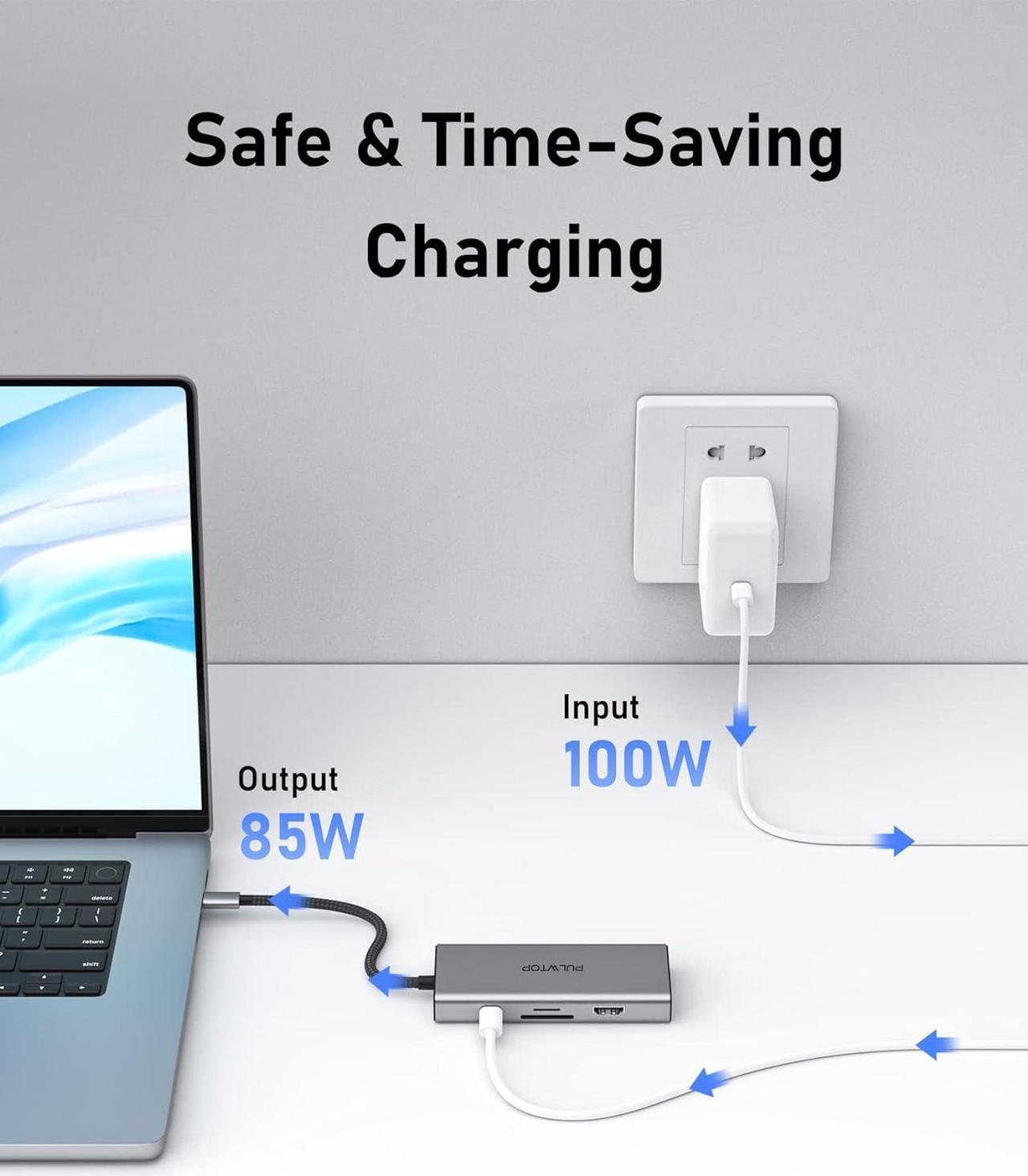 Alt view image 4 of 7 - USB C Docking Station to Dual HDMI Adapter, 9 in 1 USB C Hub Dual HDMI Monitors USB C Adapter with Dual HDMI, 3 USB 3.0, Ethernet, PD Compatible for Dell XPS 13/15, Lenovo Yoga, etc