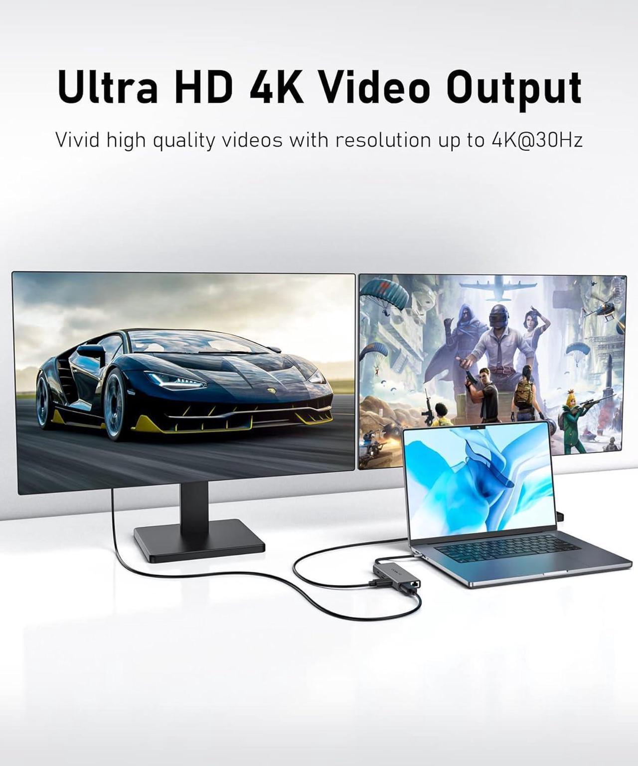 Alt view image 3 of 7 - USB C Docking Station to Dual HDMI Adapter, 9 in 1 USB C Hub Dual HDMI Monitors USB C Adapter with Dual HDMI, 3 USB 3.0, Ethernet, PD Compatible for Dell XPS 13/15, Lenovo Yoga, etc
