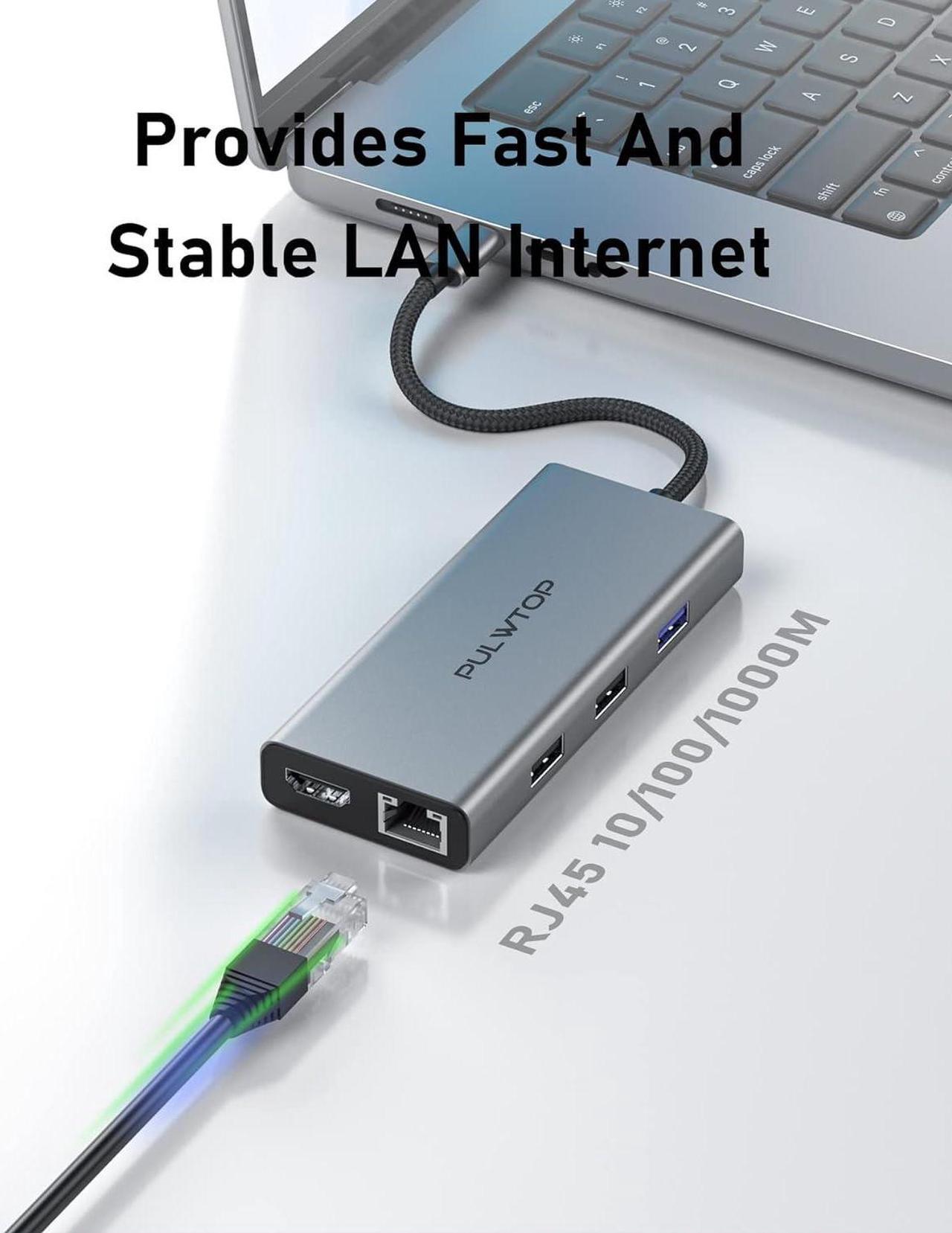 Alt view image 6 of 7 - USB C Docking Station to Dual HDMI Adapter, 9 in 1 USB C Hub Dual HDMI Monitors USB C Adapter with Dual HDMI, 3 USB 3.0, Ethernet, PD Compatible for Dell XPS 13/15, Lenovo Yoga, etc