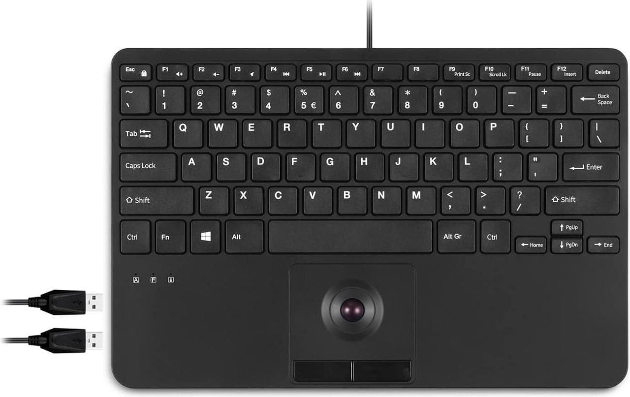 Perixx PERIBOARD-526 US, Wired Mini USB Keyboard with Trackball - X Type Scissor Keys - 11.18x7.17x1.1 Inches - Build-in 2 USB Hubs - US English