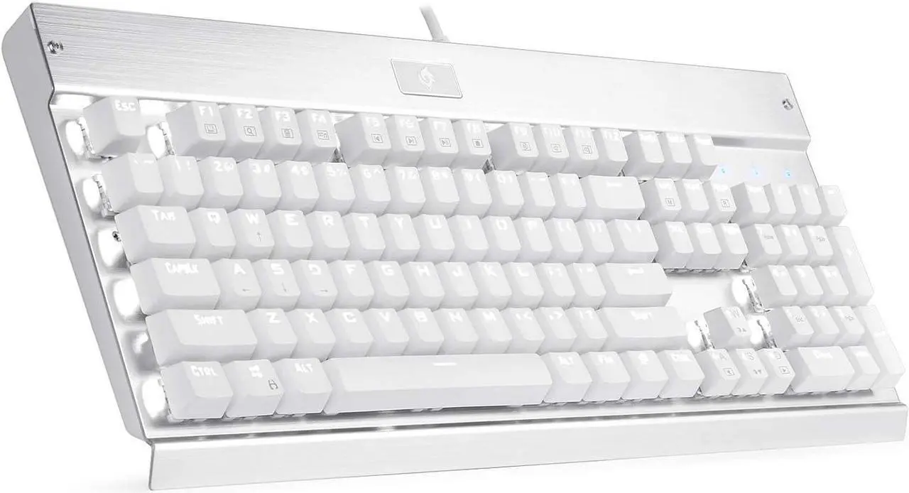 Main image of EagleTec KG010 Mechanical Keyboard Wired Ergonomic Brown Switches Equivalent for Office PC Home or Business (White Keyboard)