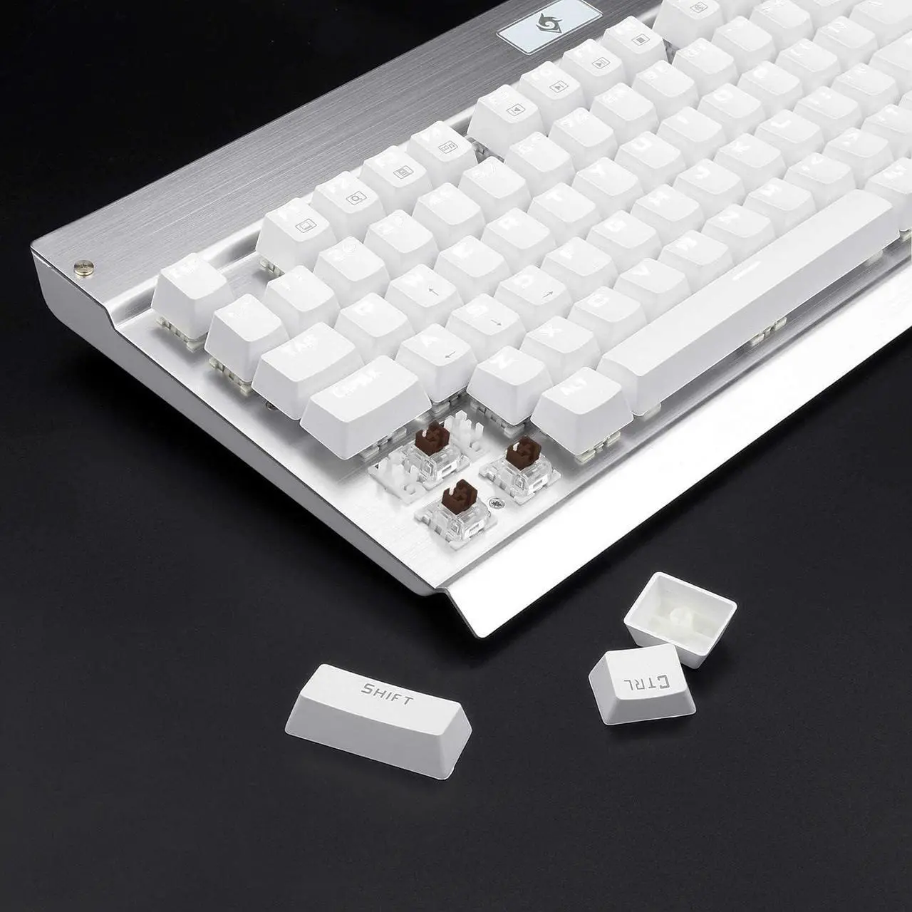 Alt view image 2 of 7 - EagleTec KG010 Mechanical Keyboard Wired Ergonomic Brown Switches Equivalent for Office PC Home or Business (White Keyboard)