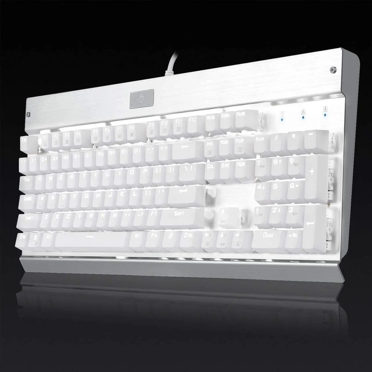 Alt view image 6 of 7 - EagleTec KG010 Mechanical Keyboard Wired Ergonomic Brown Switches Equivalent for Office PC Home or Business (White Keyboard)