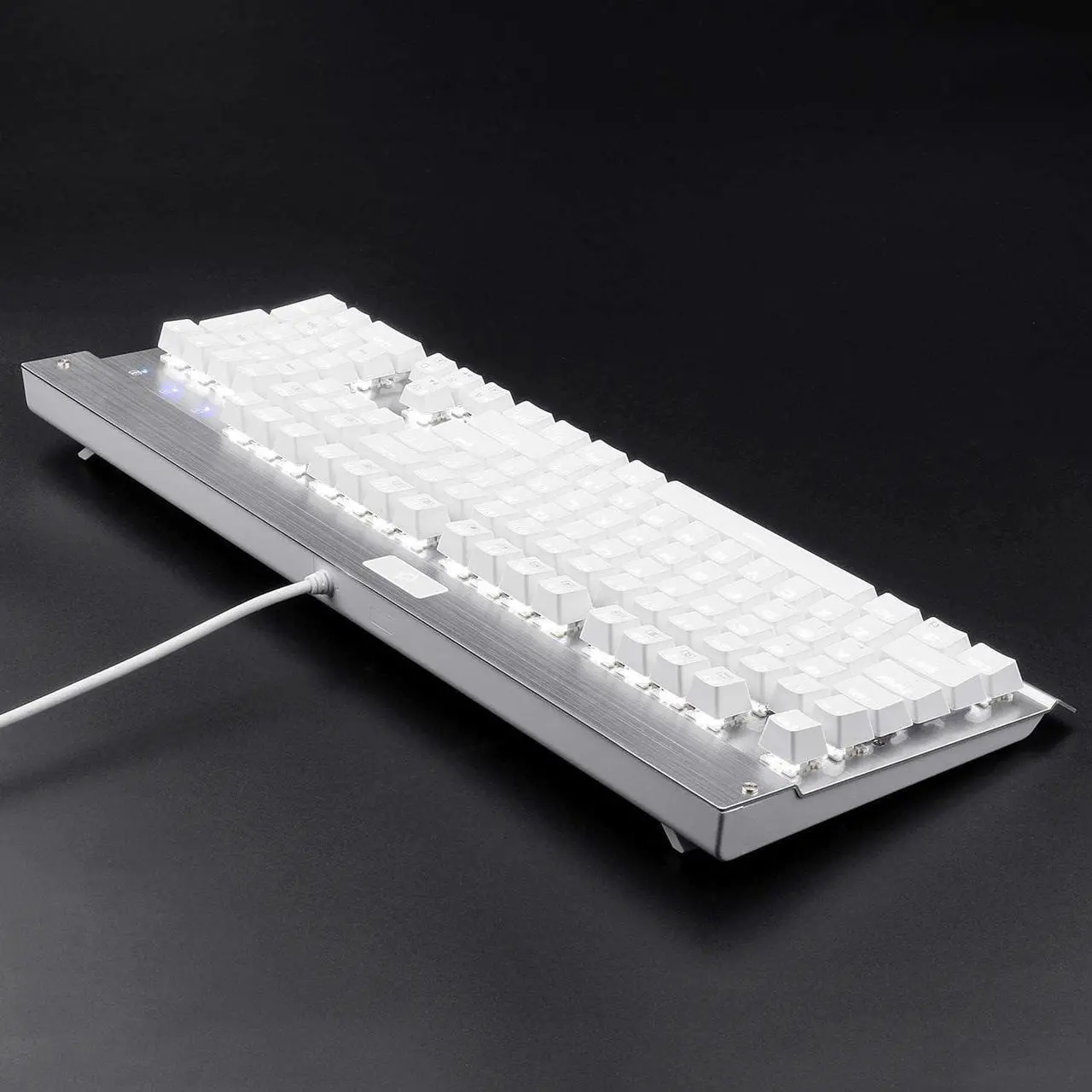 Alt view image 7 of 7 - EagleTec KG010 Mechanical Keyboard Wired Ergonomic Brown Switches Equivalent for Office PC Home or Business (White Keyboard)