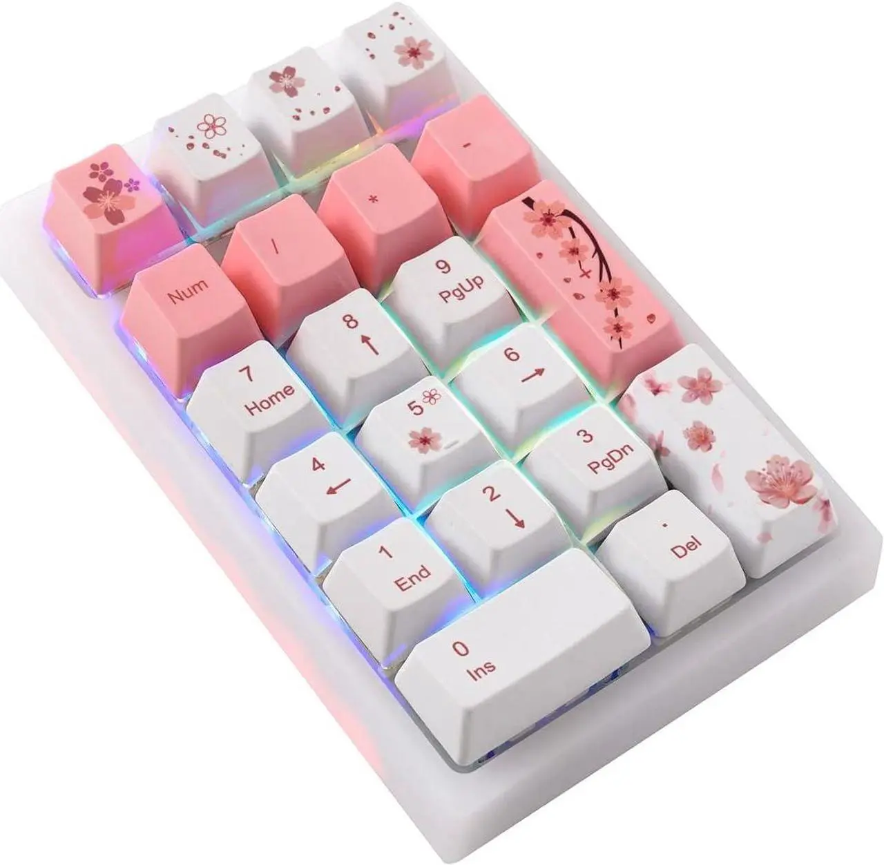 Main image of BOYI TD21 Hot Swappable Numpad,21 Keys Mini Numpad Portable Keypad Bluetooth 5.0/2.4GHz/Wired Number Pad Keyboard PBT Keycaps RGB Backlit Type-C Mini Keyboard (Romatic Cherry Blossom Keycaps)