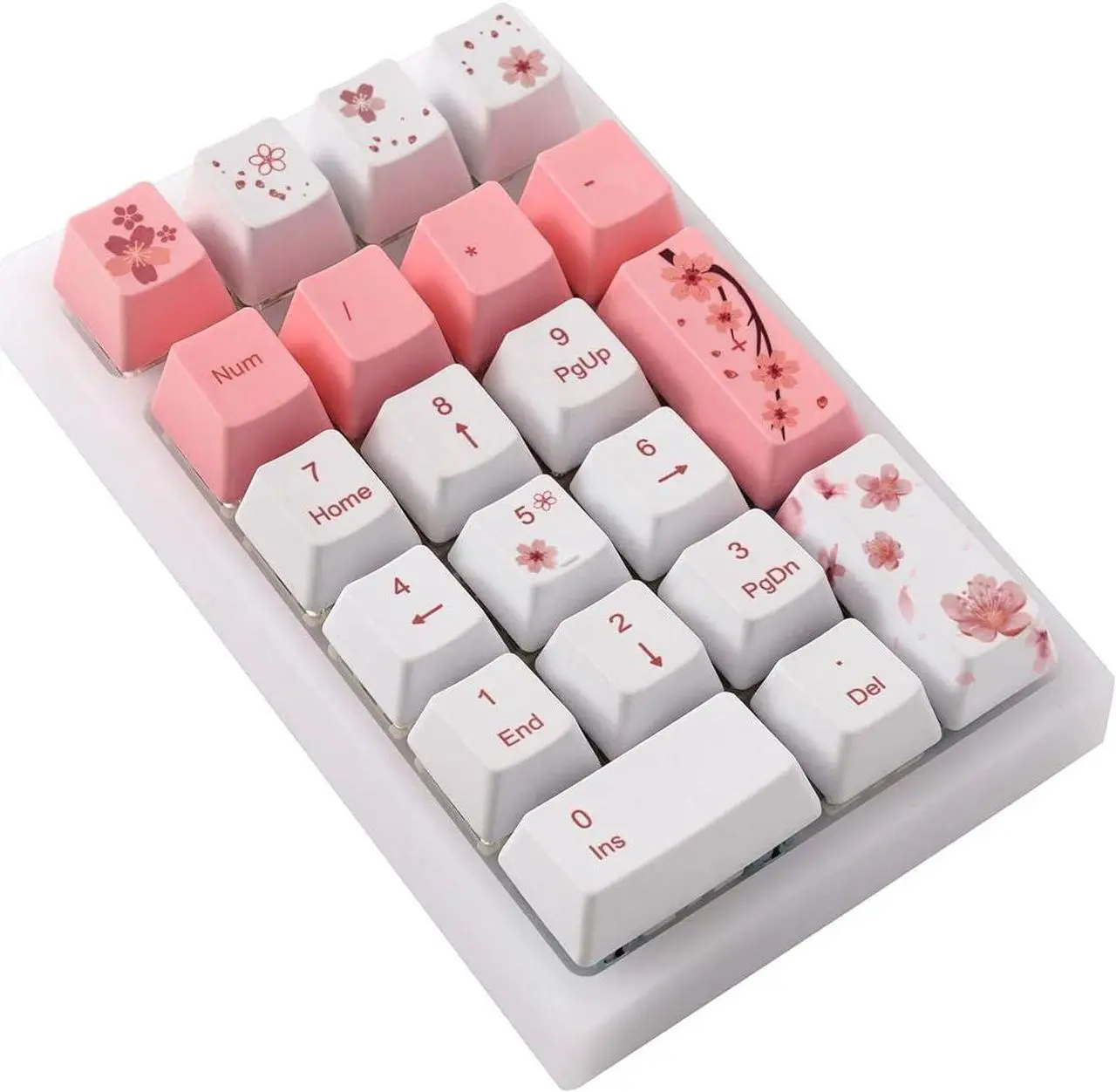 Alt view image 5 of 7 - BOYI TD21 Hot Swappable Numpad,21 Keys Mini Numpad Portable Keypad Bluetooth 5.0/2.4GHz/Wired Number Pad Keyboard PBT Keycaps RGB Backlit Type-C Mini Keyboard (Romatic Cherry Blossom Keycaps)