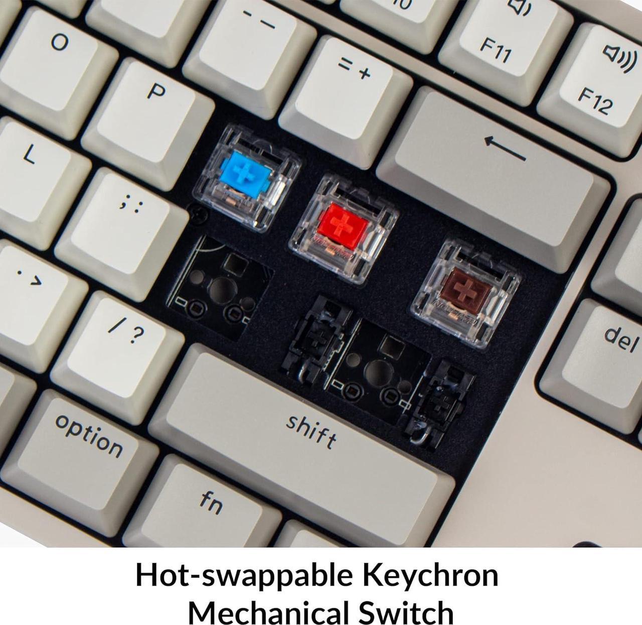 Alt view image 4 of 6 - C2 Full Size Hot-swappable Wired Mechanical Keyboard Compatible with Mac, Keychron Blue Switch, 104 Keys ABS Retro Color Keycaps Gaming Keyboard for Windows, USB-C Type-C Braid Cable