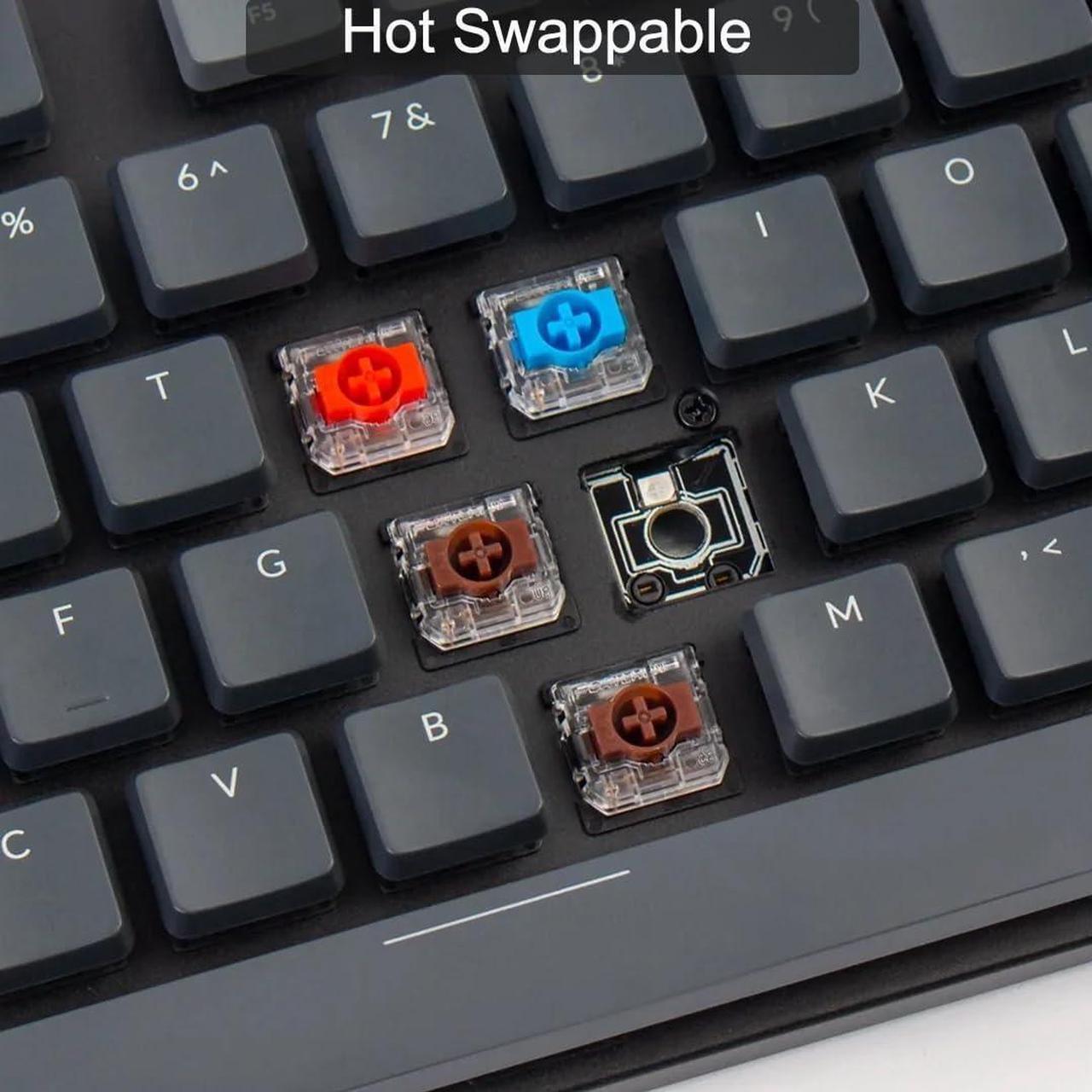 Alt view image 4 of 7 - Keychron K5 SE Hot-swappable Wireless Mechanical Keyboard, Ultra-Slim Full Size 104 Keys White Backlight Bluetooth/Wired Aluminum Gaming Keyboard for Mac Windows, Low Profile Gateron Brown Switch