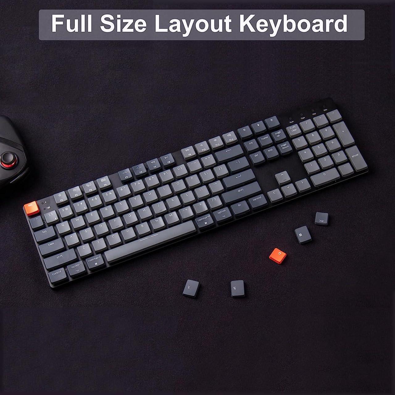 Alt view image 5 of 7 - Keychron K5 SE Hot-swappable Wireless Mechanical Keyboard, Ultra-Slim Full Size 104 Keys White Backlight Bluetooth/Wired Aluminum Gaming Keyboard for Mac Windows, Low Profile Gateron Brown Switch