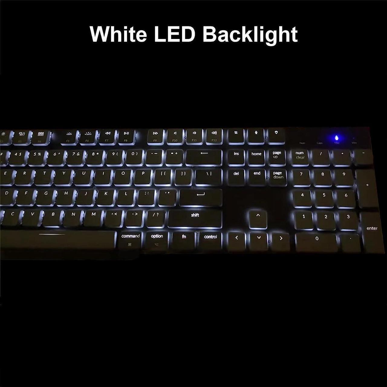 Alt view image 6 of 7 - Keychron K5 SE Hot-swappable Wireless Mechanical Keyboard, Ultra-Slim Full Size 104 Keys White Backlight Bluetooth/Wired Aluminum Gaming Keyboard for Mac Windows, Low Profile Gateron Brown Switch