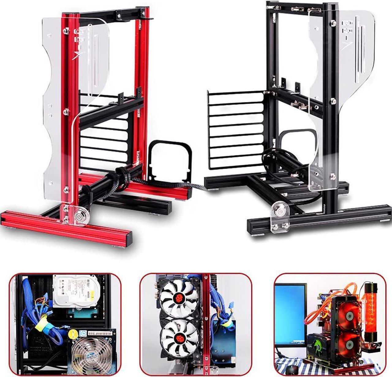 Alt view image 6 of 7 - Open Air Case Frame Aluminum Alloy ATX PC Test Bench Motherboard Overclocking Computer PC Bare Frame Base Stand Open Air Computer Case Chassis (Black)