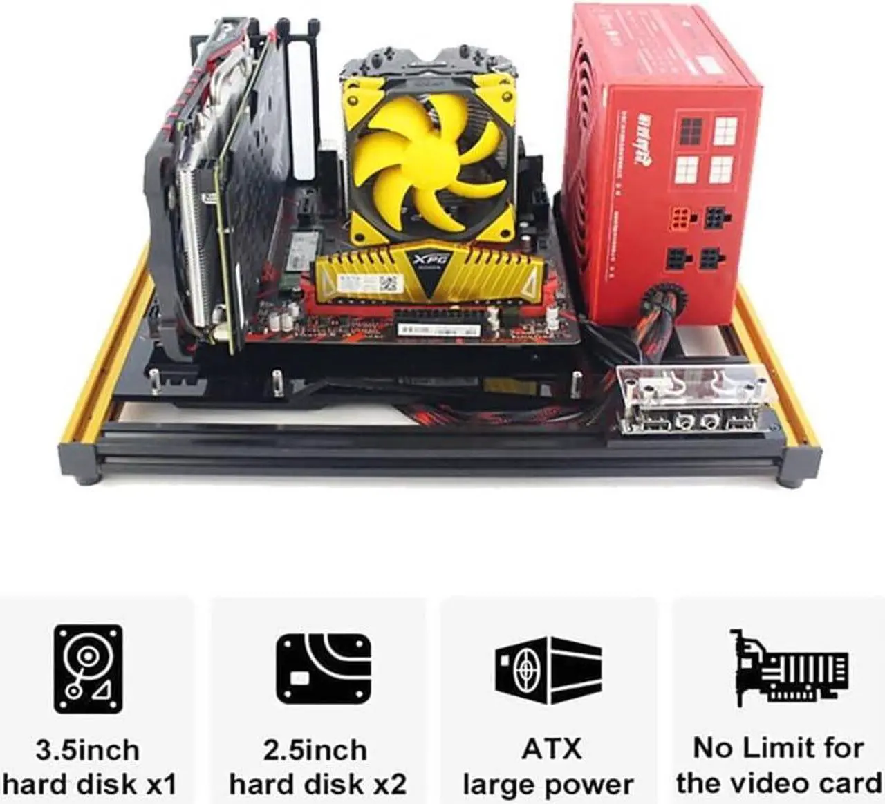 Alt view image 4 of 7 - Aluminum Bracket PC Case Test Bench Open Air Computer Case for ATX Motherboard DIY Bare Frame ATX MATX ITX Chassis Support Intel AMD Graphics Card