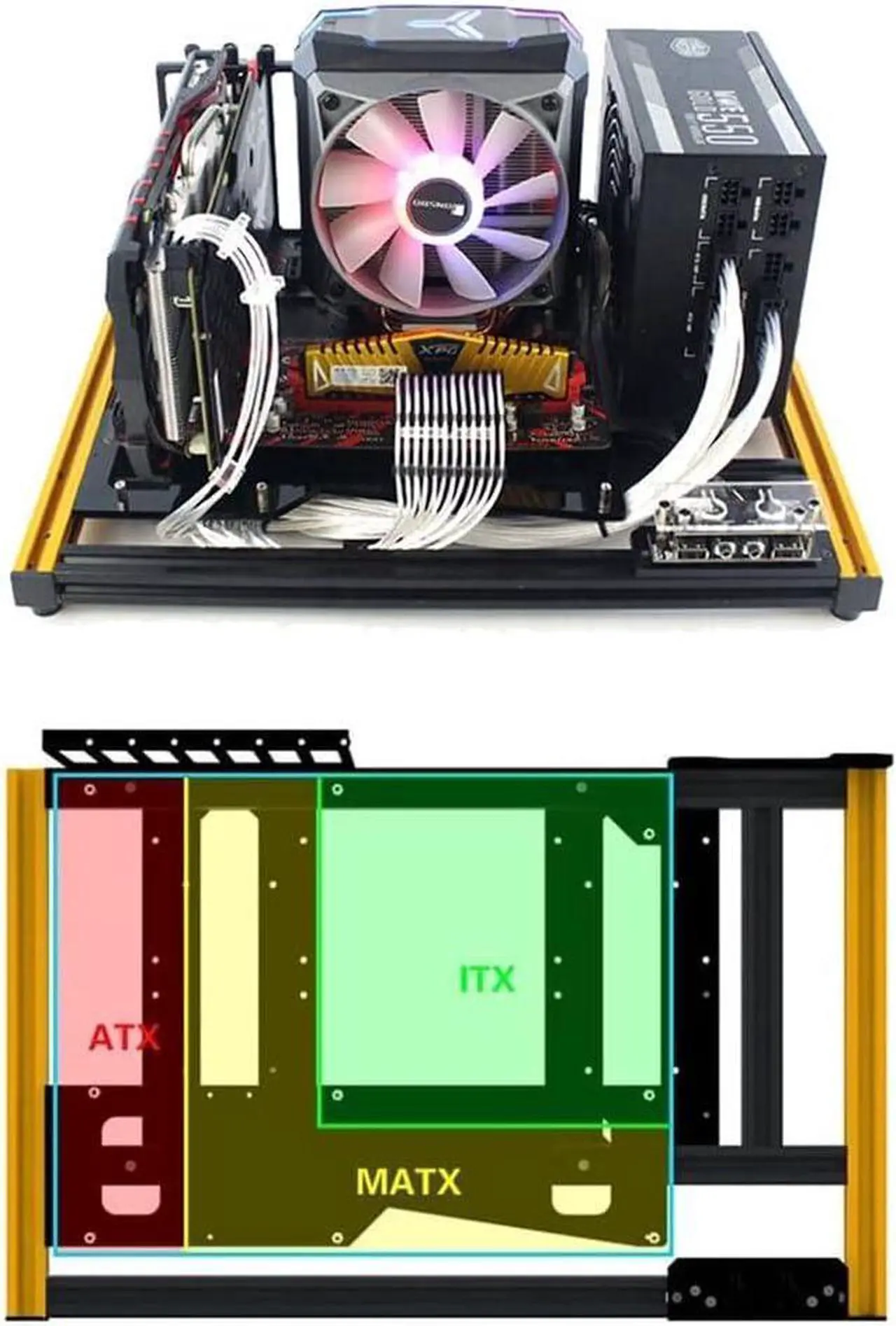 Alt view image 6 of 7 - Aluminum Bracket PC Case Test Bench Open Air Computer Case for ATX Motherboard DIY Bare Frame ATX MATX ITX Chassis Support Intel AMD Graphics Card