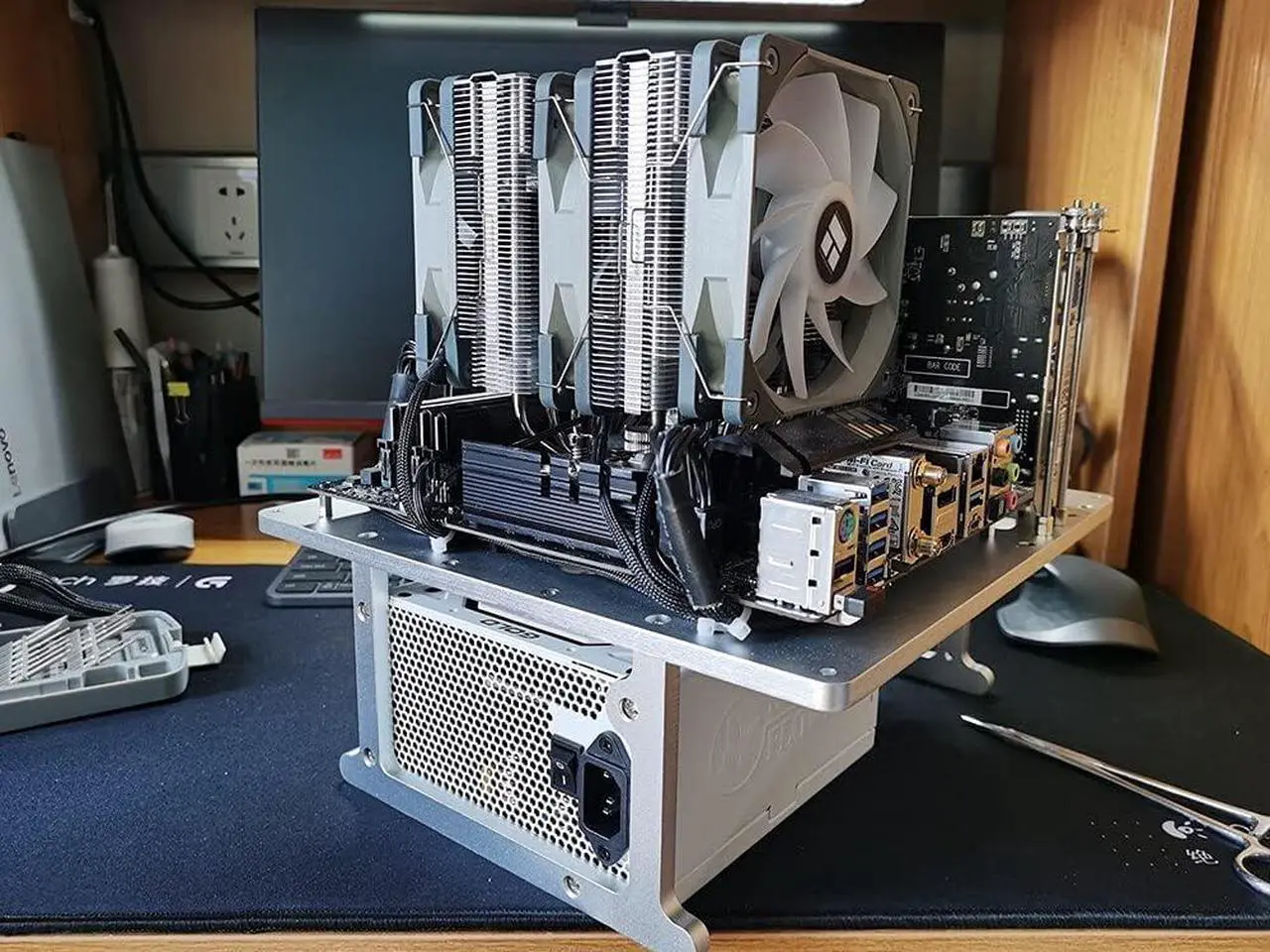 Alt view image 7 of 7 - EDIY Open Air ATX PC Frame HTPC Water Cooling Test Bench Aluminum Case Bare Overclocking DIY Computer Support Graphics Card, Silver